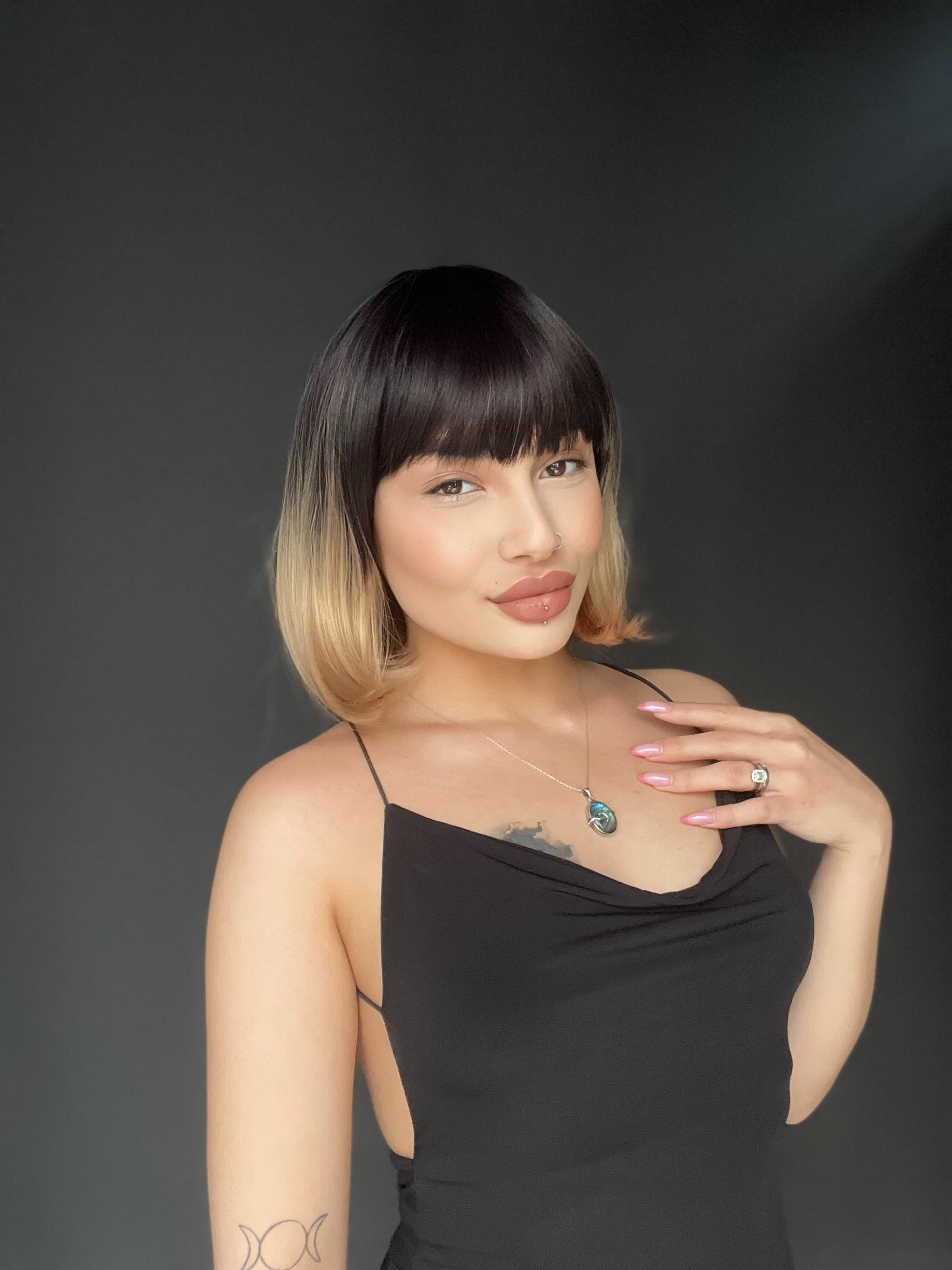 Kısa Küt Perçemli Bob Pedikal Peruk Kanser Kemoterapi uygundur Siyak kumral