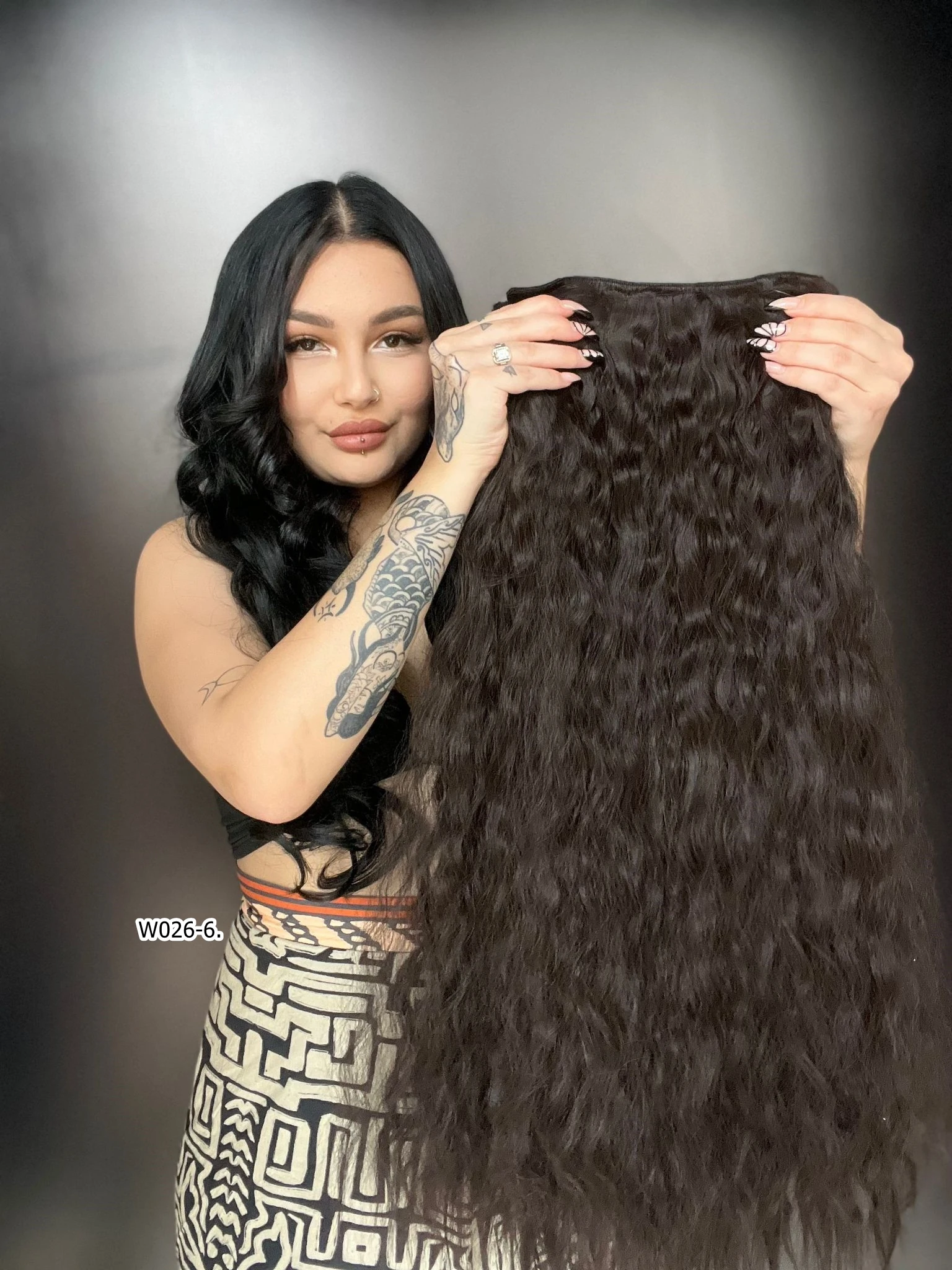 Afro Dalgalı Yarım Ay + 2 Yan Çıt Çıt - Kahverengi