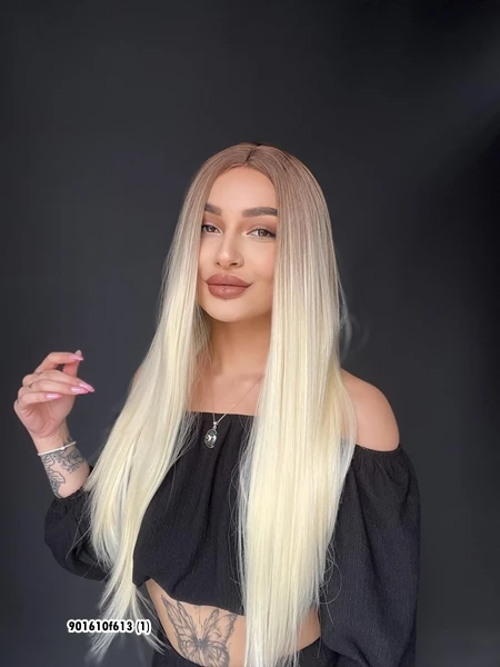 Düz uzun Perçemsiz Cilt görünümlü  Medikal  özel peruk 10f613