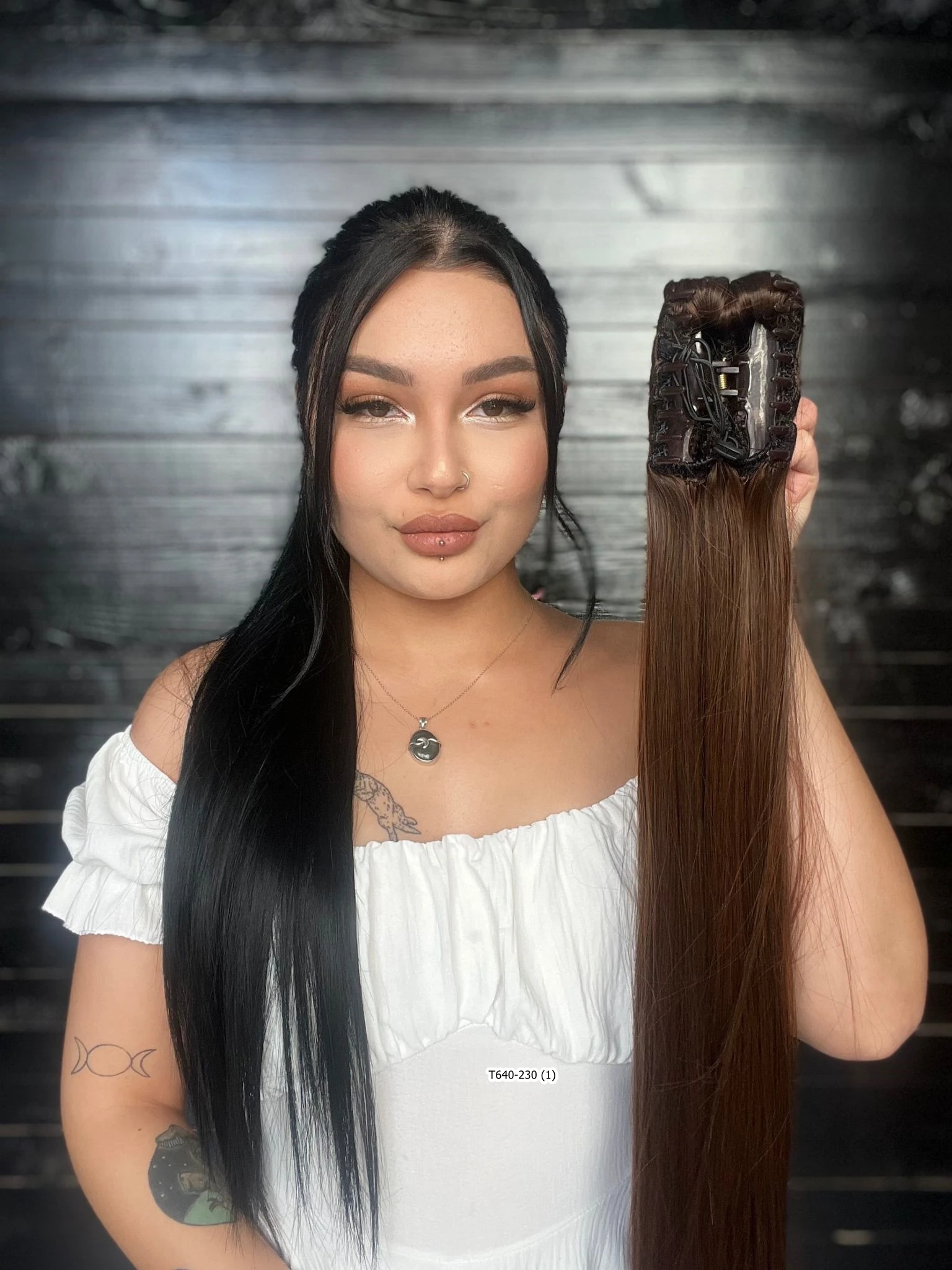 70cm Postiş Tokalı Düz At Kuyruğu - Kahve Karamel