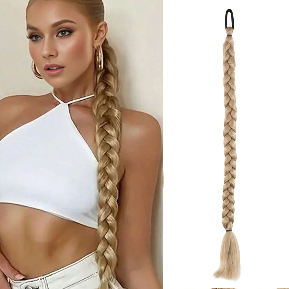 İkili Örgü Lastik Tokalı At Kuyruğu Küllü Sarı