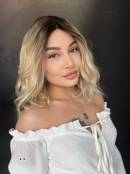 Gerçek Saç Tül peruk Kişiye özel ombreli Küt Boylarda T tül peruk Suzan