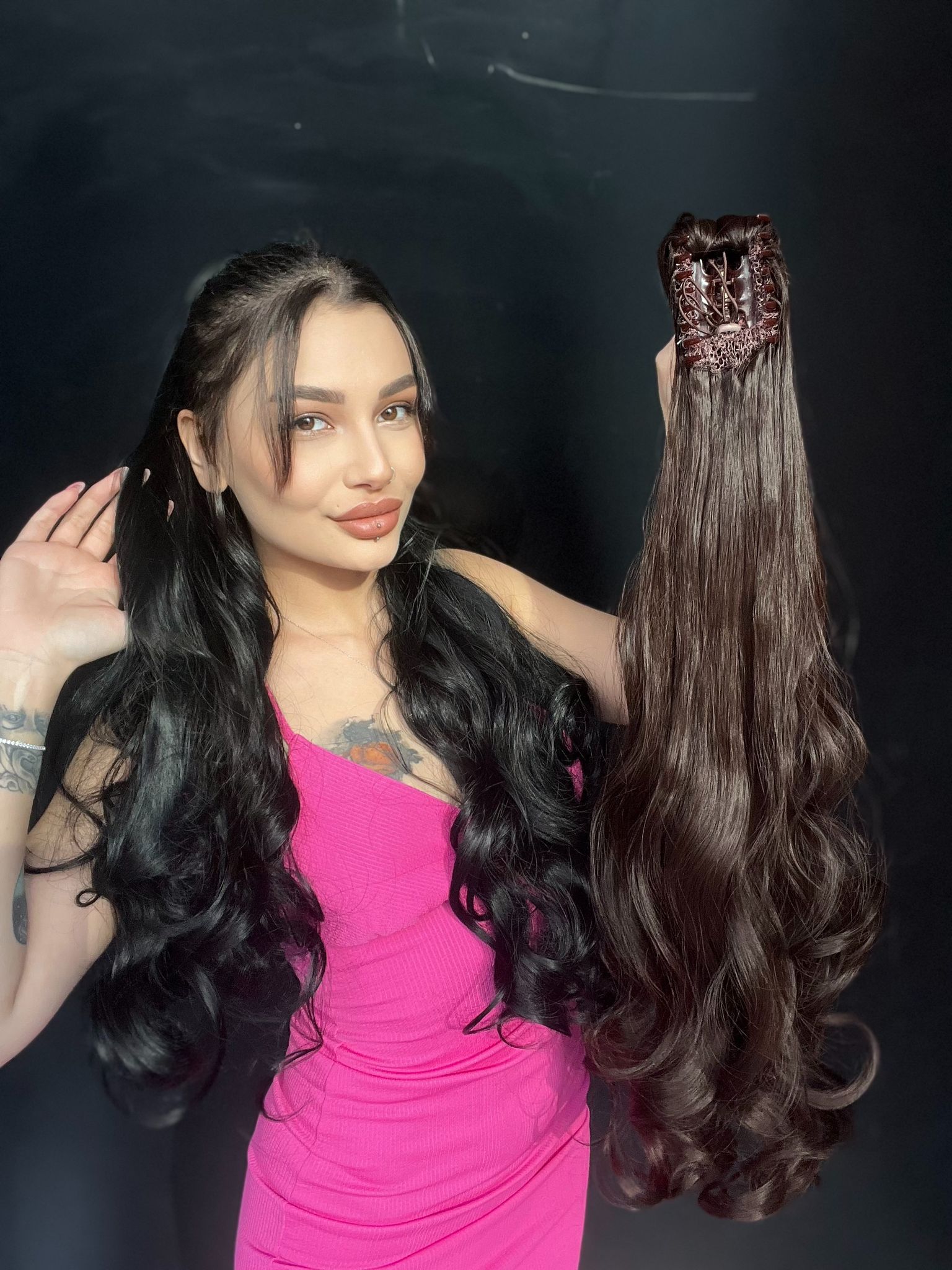 80 cm Ekstra Uzun At kuyruğu Tokalı Postiş Sıcak Kahve