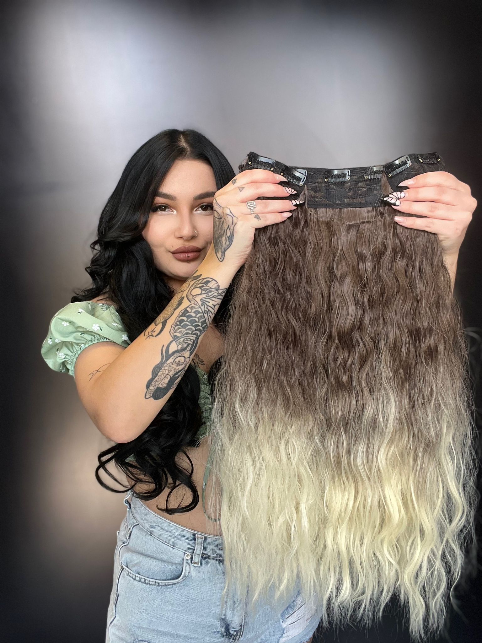 Afro  Dalgalı Yarım Ay + 2 Yan Çıt Çıt - Rus Kumralı Ombreli