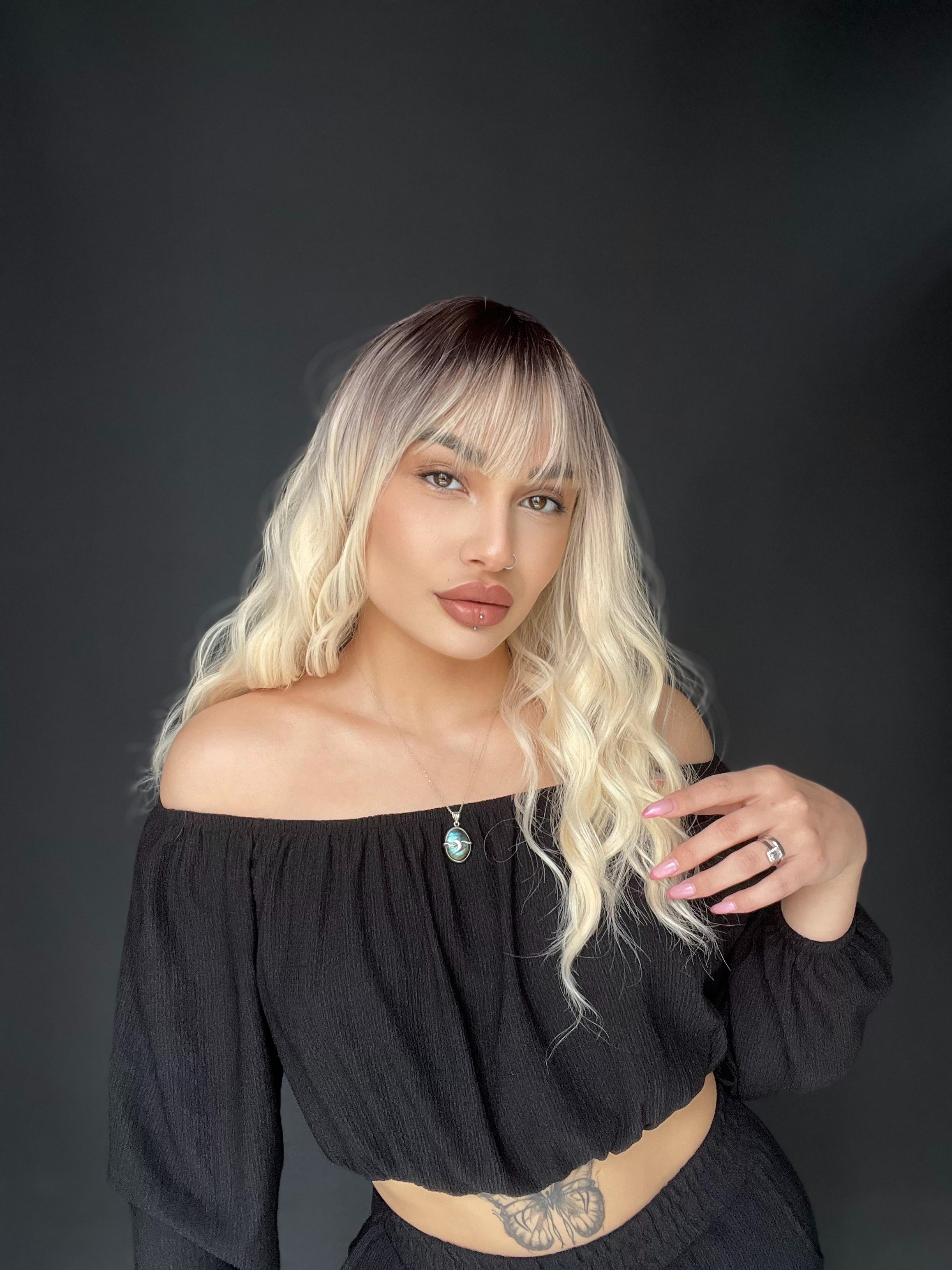 Okyanus Dalgası Perçemli Medikal Peruk perçemli fiber Kumral Ombreli