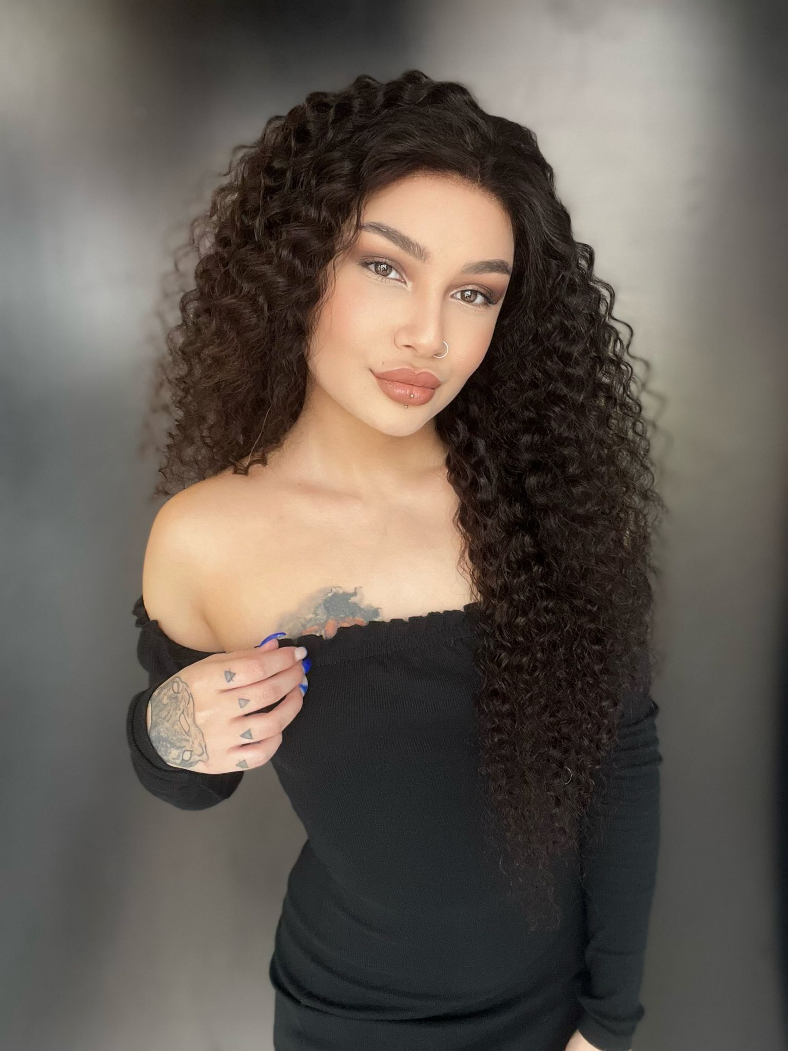 Tül Peruk Afro Kıvırcık Model Gerçek saç