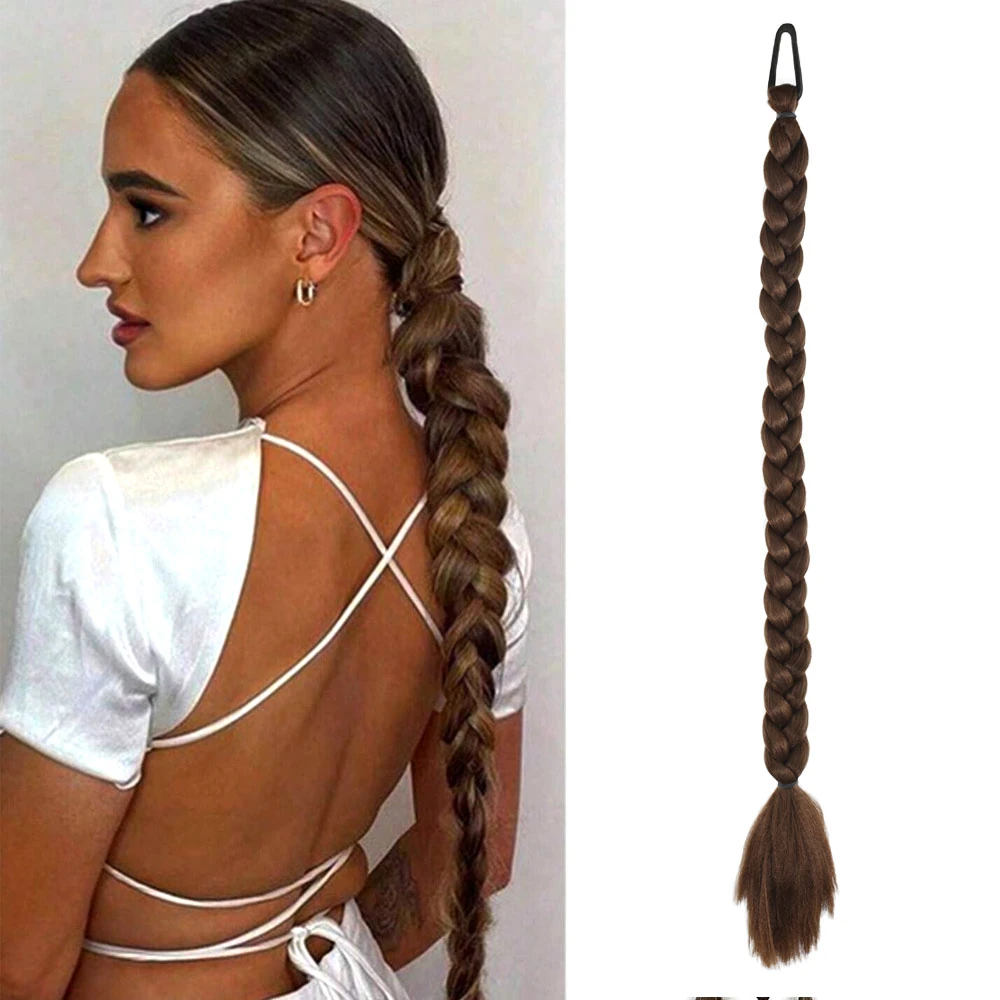 İkili Örgü Lastik Tokalı At Kuyruğu  Kumral