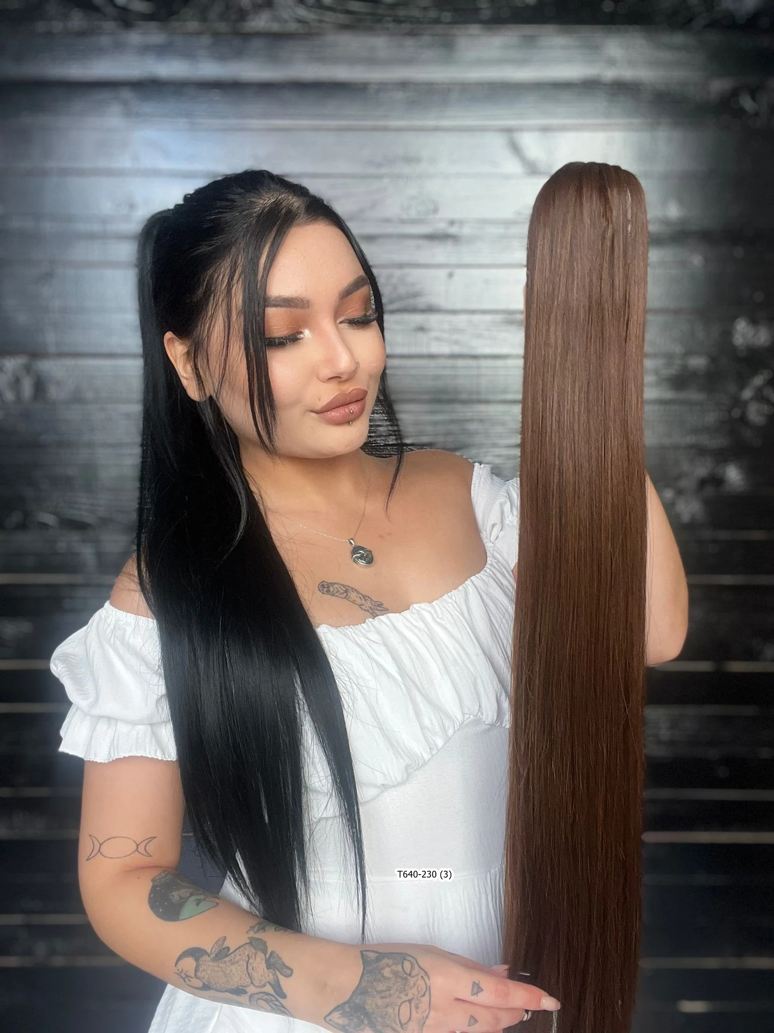 70cm Postiş Tokalı Düz At Kuyruğu - Kahve Karamel