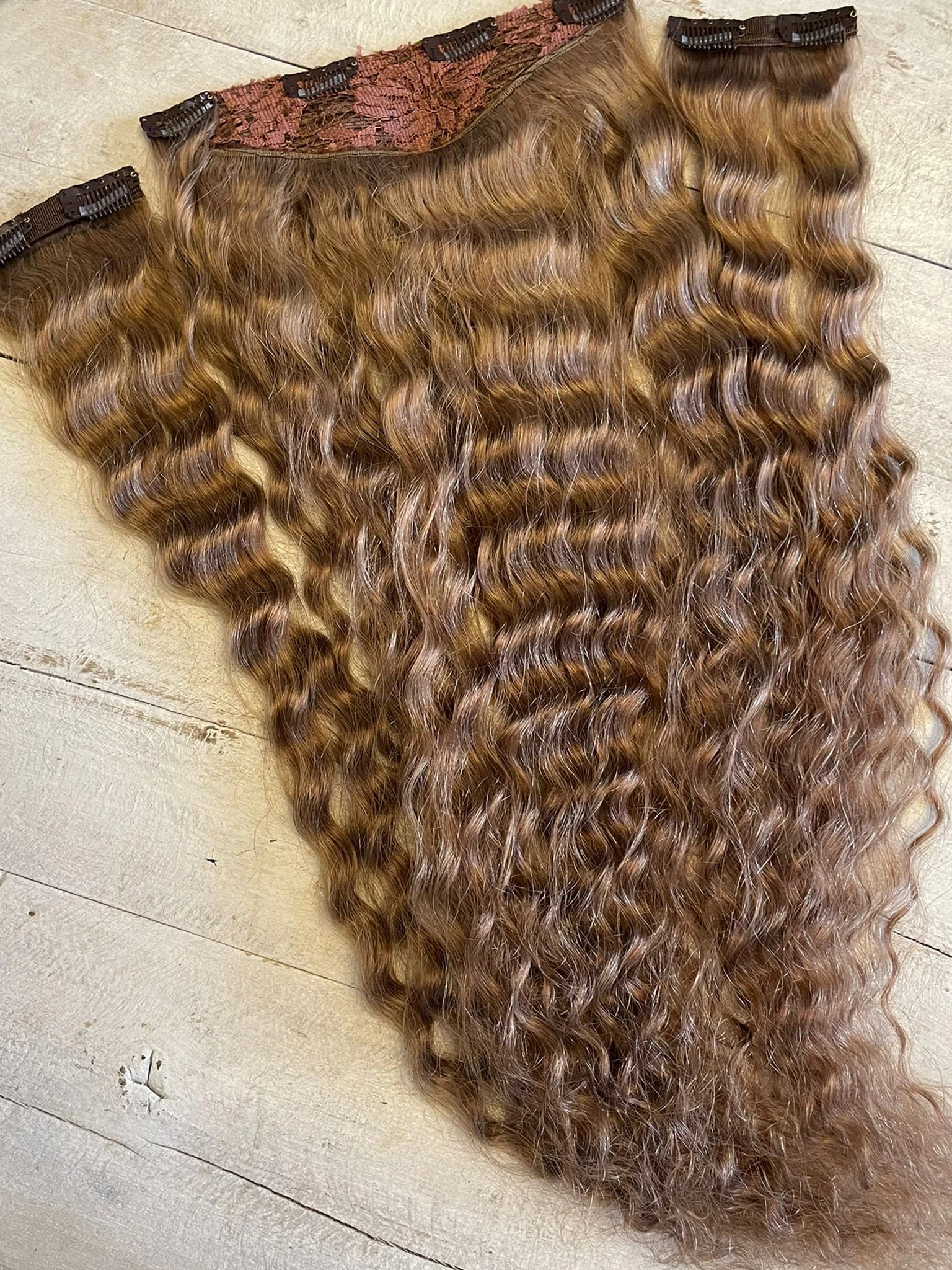 Yarımay+2 yan %100 gerçek çıtçıt saç 60cm