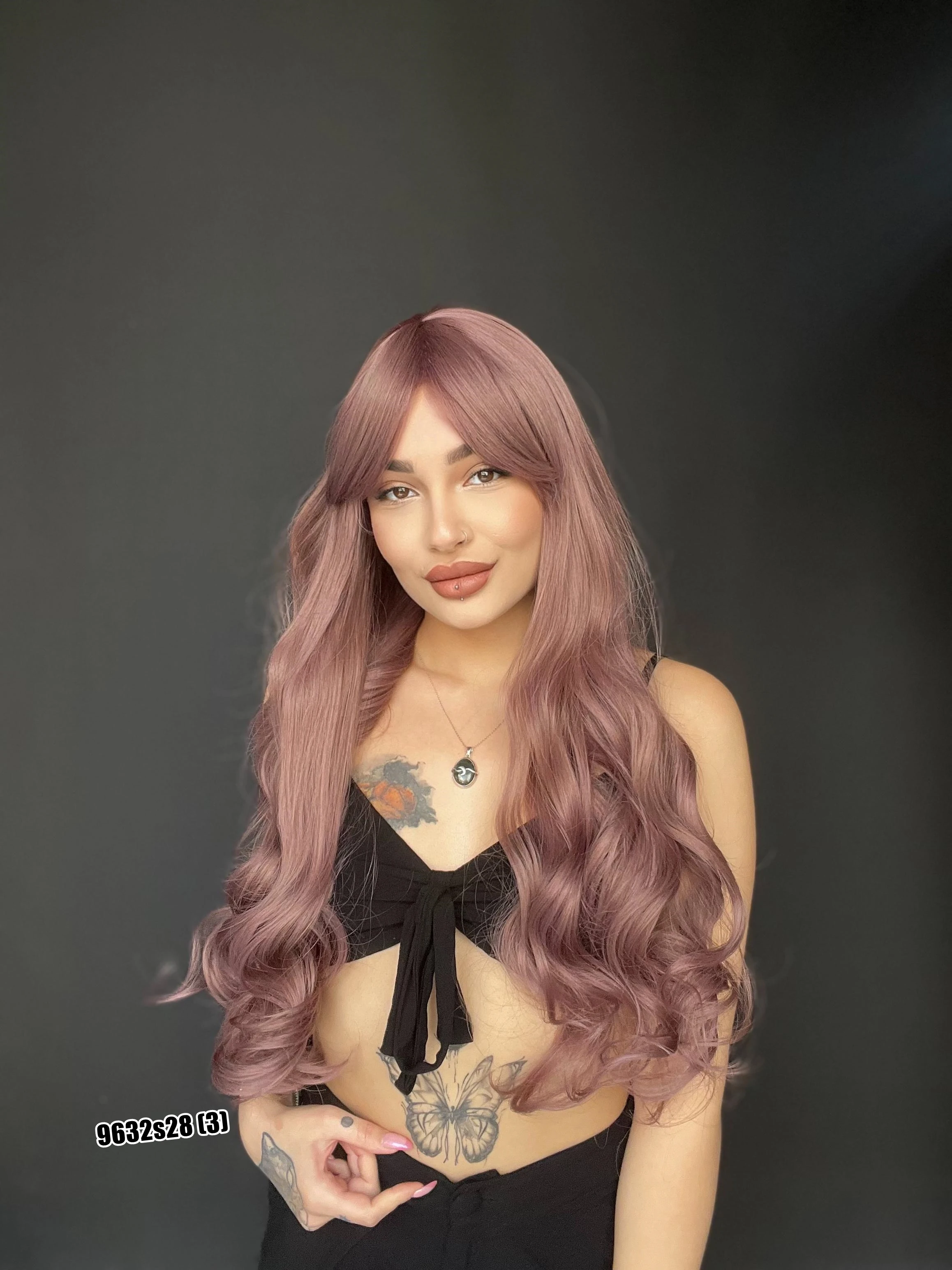 Ekstra Uzun Dalgalı Perçemli Medikal Fiber Peruk Leylak