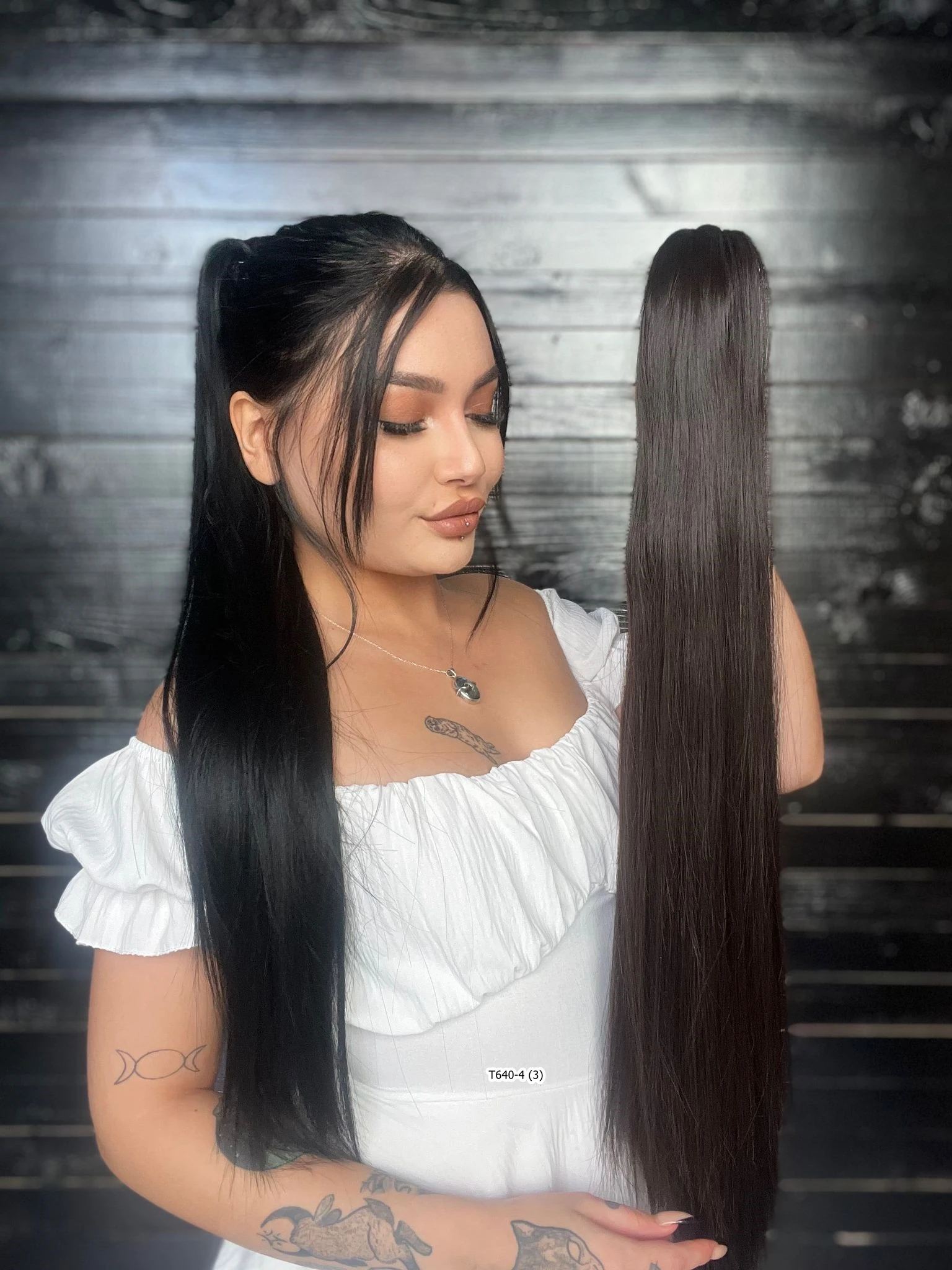 70cm Postiş Tokalı Düz At Kuyruğu - Kahverengi