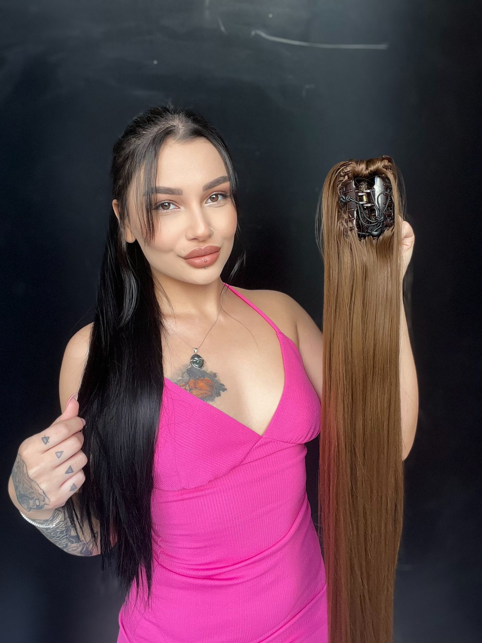 Düz Mandallı Tokalı Postiş At Kuyruğu  tak ve çık Açık Kumral