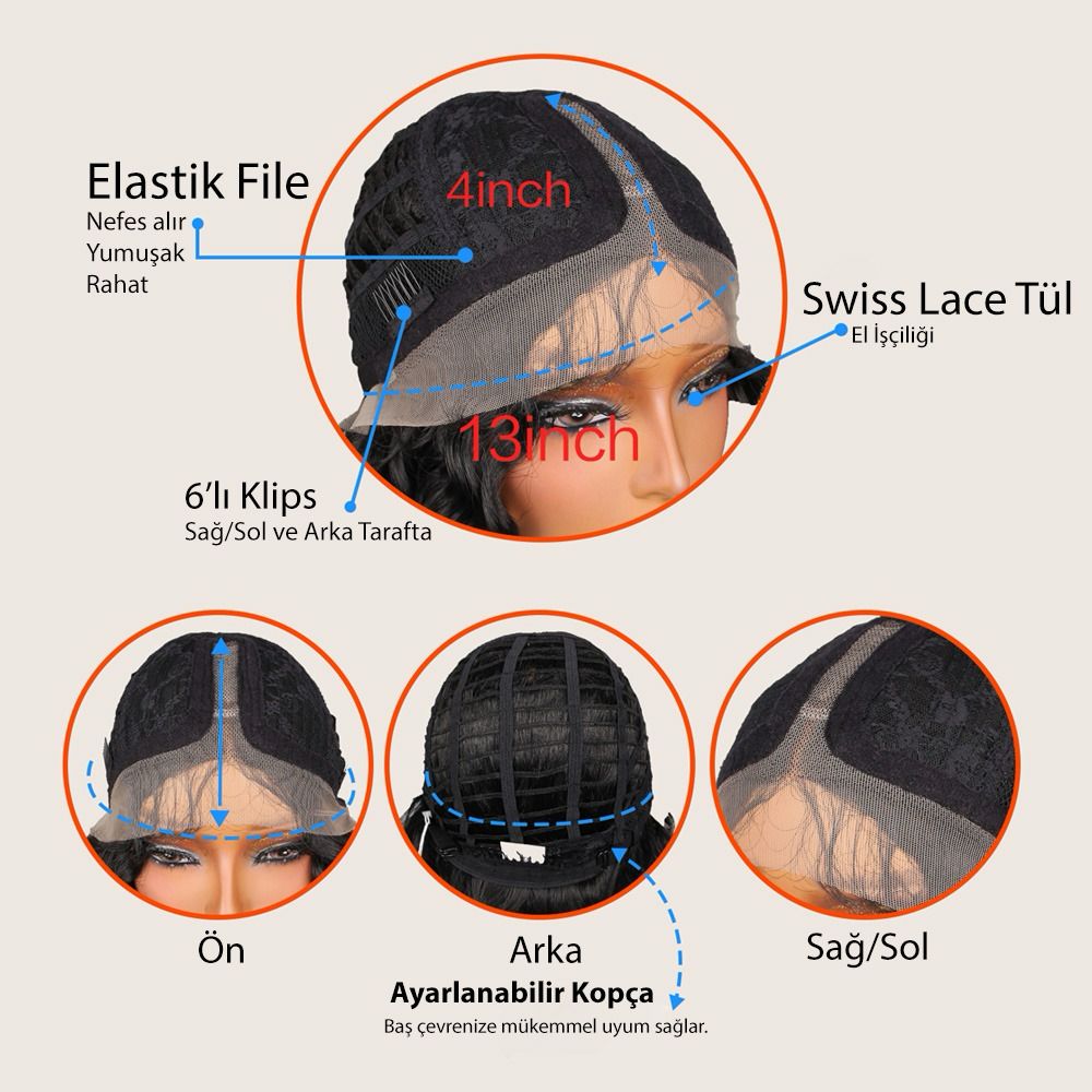 Afro Tül peruk Ön Full Tül -Sabit ayrımlı ektra uzun peruk