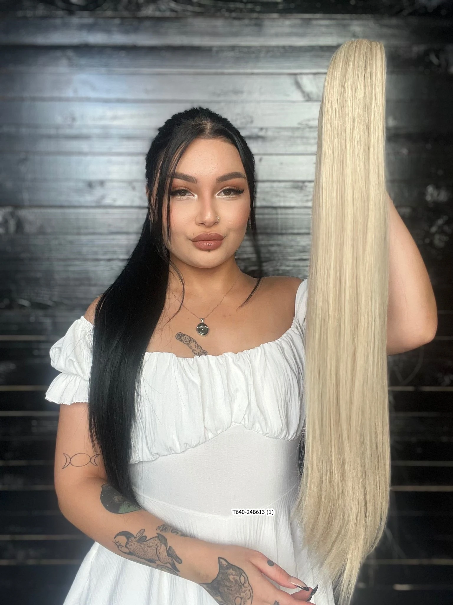 70cm Postiş Tokalı Düz At Kuyruğu - Balköpüğü Platin Röfleli