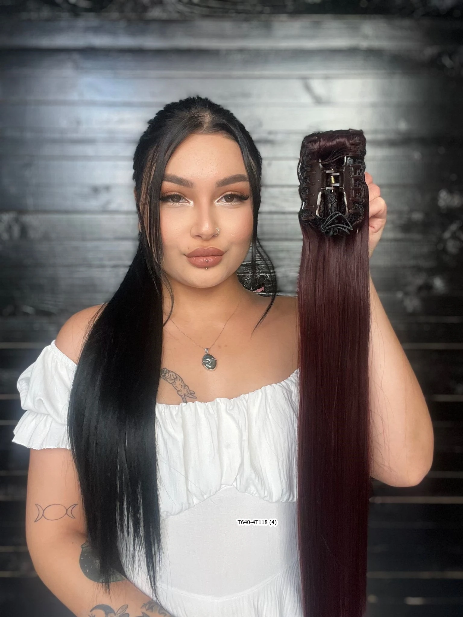 70cm Postiş Tokalı Düz At Kuyruğu - Koyu Kızıl