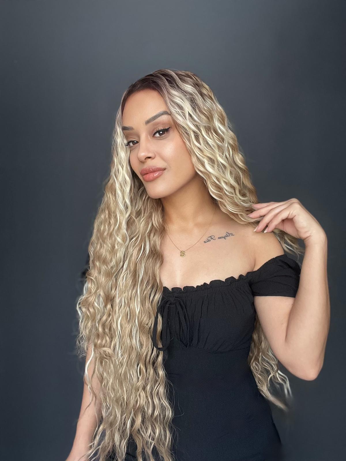 Kumral Balköpüğü Ombreli ve Röfleli Fiber Sentetik Tül Peruk (Tam tül peruk her yöne ayrımlı)