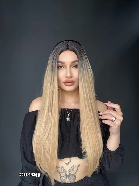 Düz uzun Perçemsiz Cilt görünümlü  Medikal  özel peruk 2f24