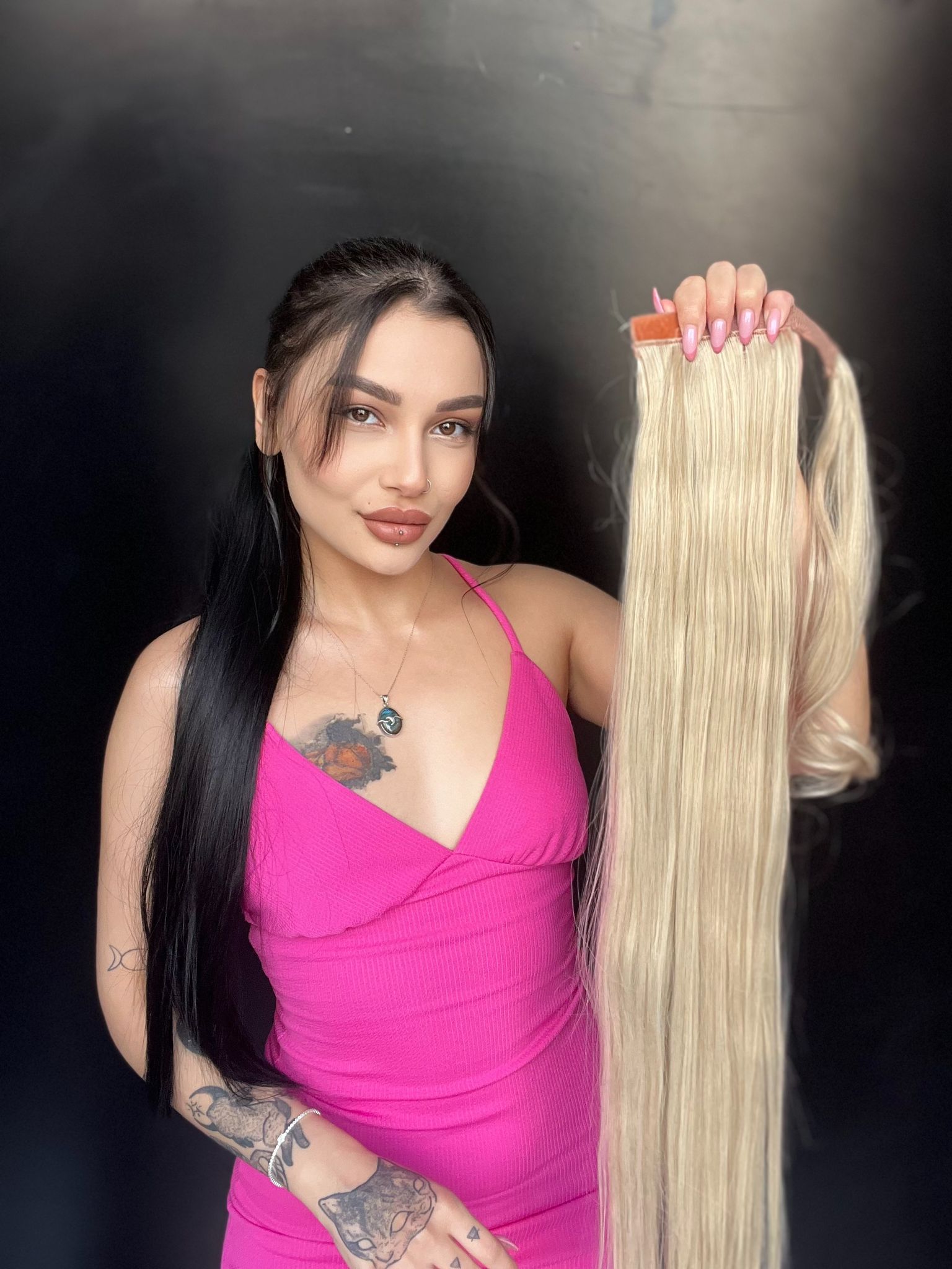 Cırtcırt Bağcıklı Tak çık Düz uzun at kuyruğu küllü sarı