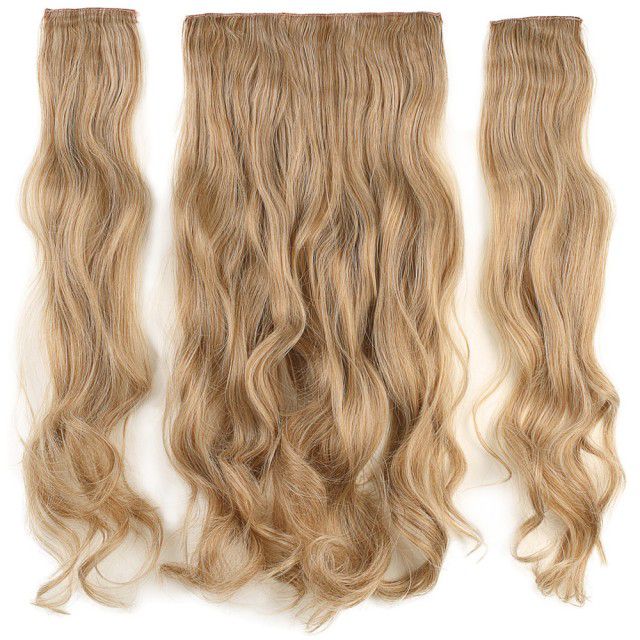 Fiber Sentetik Dalgalı Yarım Ay + 2 Yan Çıt Çıt - Karamel Platin Röfleli