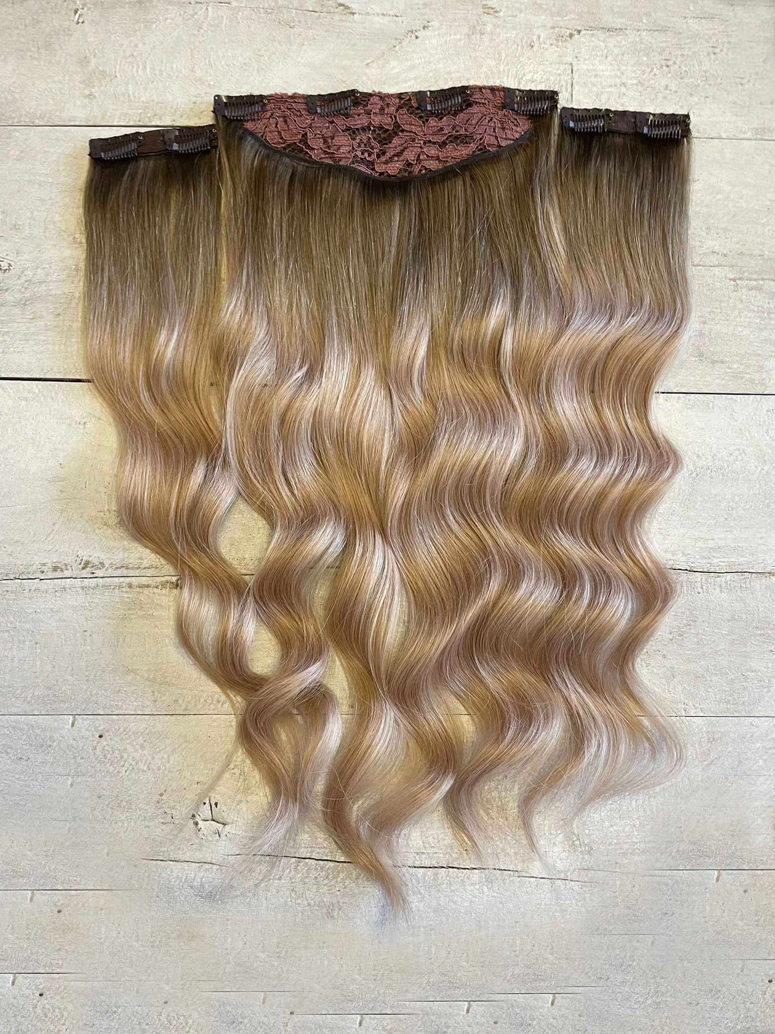 Yarımay+2 yan %100 gerçek çıtçıt saç 60cm