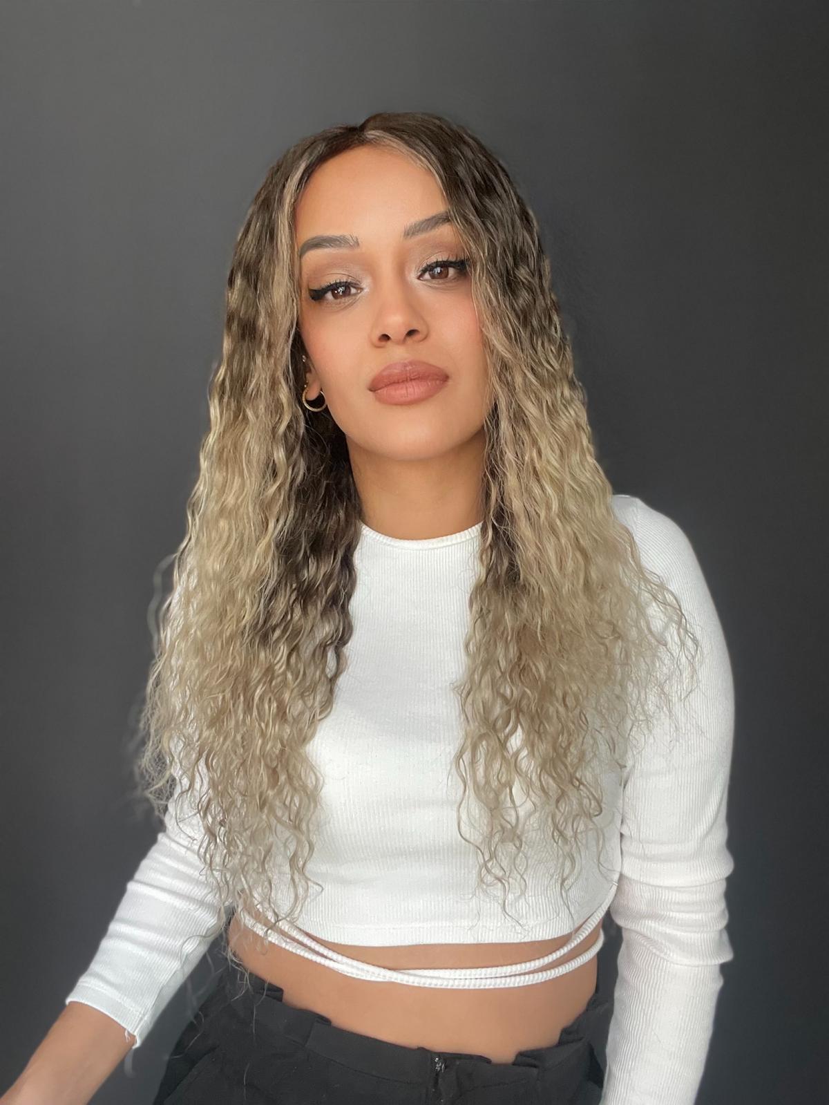 Yıka Çık Orjinal Kendi dalgalı Tül peruk