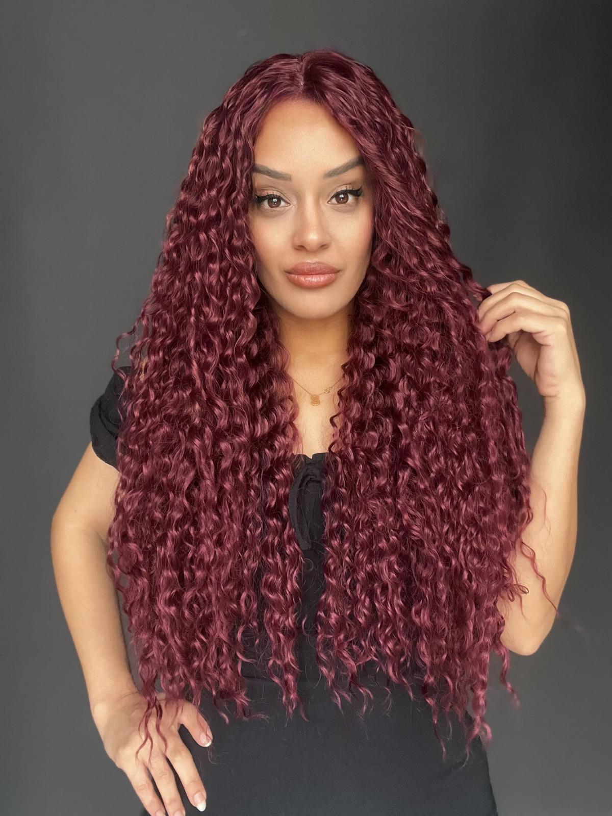 Afro Tül peruk Ön Full Tül -Sabit ayrımlı ektra uzun peruk