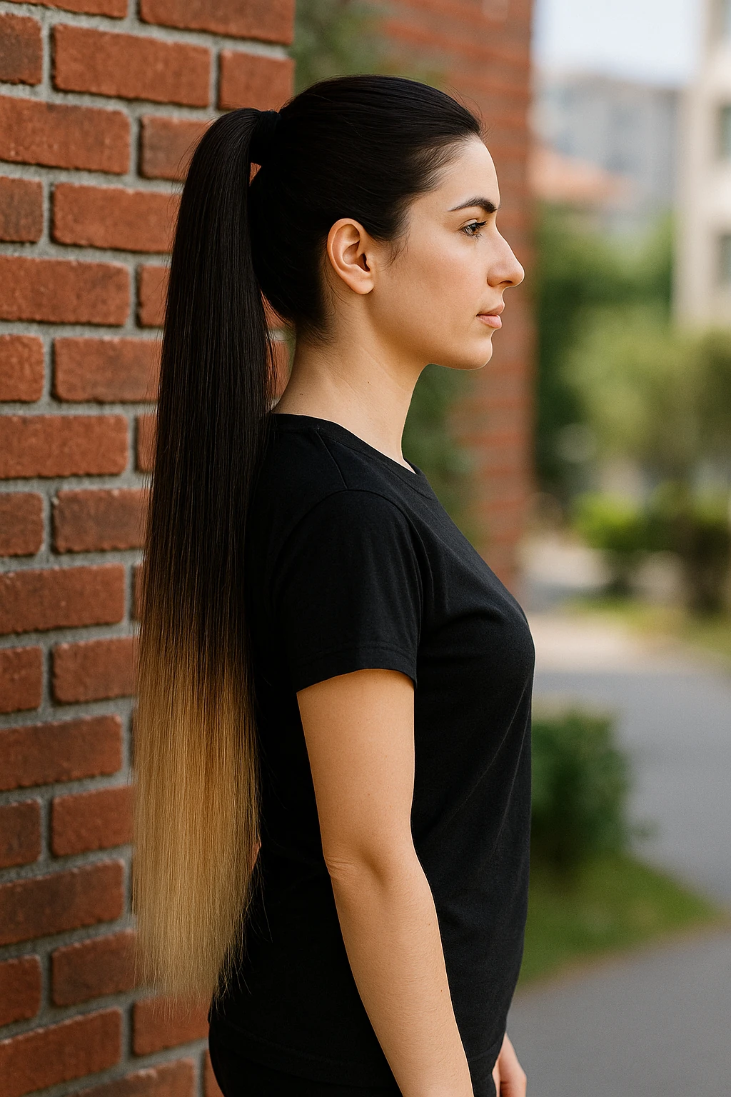 Gerçek saç Bağcıklı cırtlı boyanabilir fönlenebilir At kuyruğu Renk seçenekli