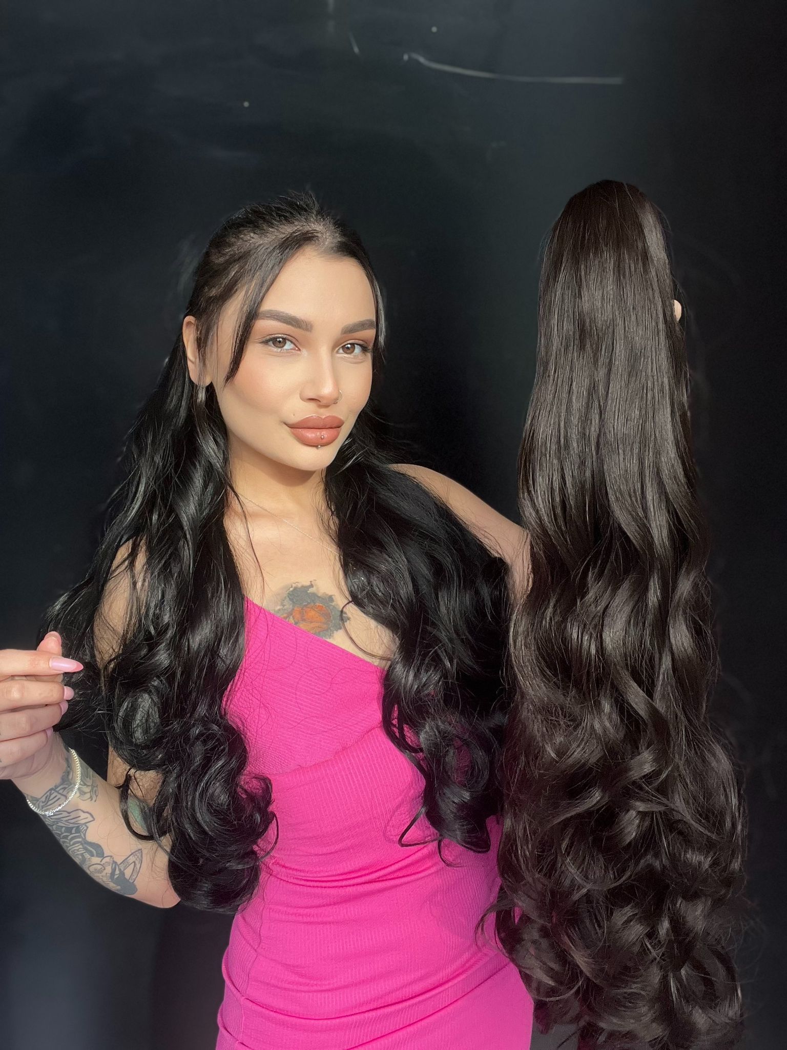 80 cm Ekstra Uzun At kuyruğu Tokalı Postiş Doğal kestane