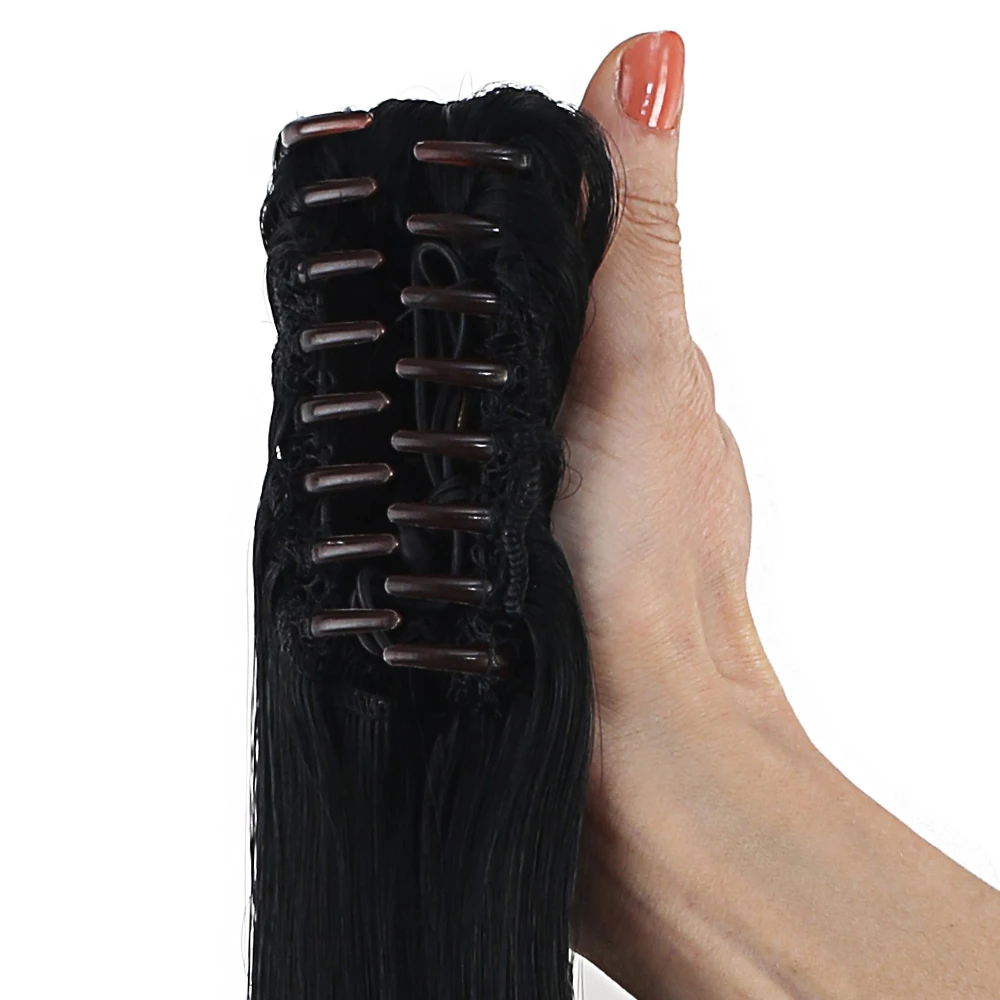 70cm Postiş Tokalı Düz At Kuyruğu - Siyah