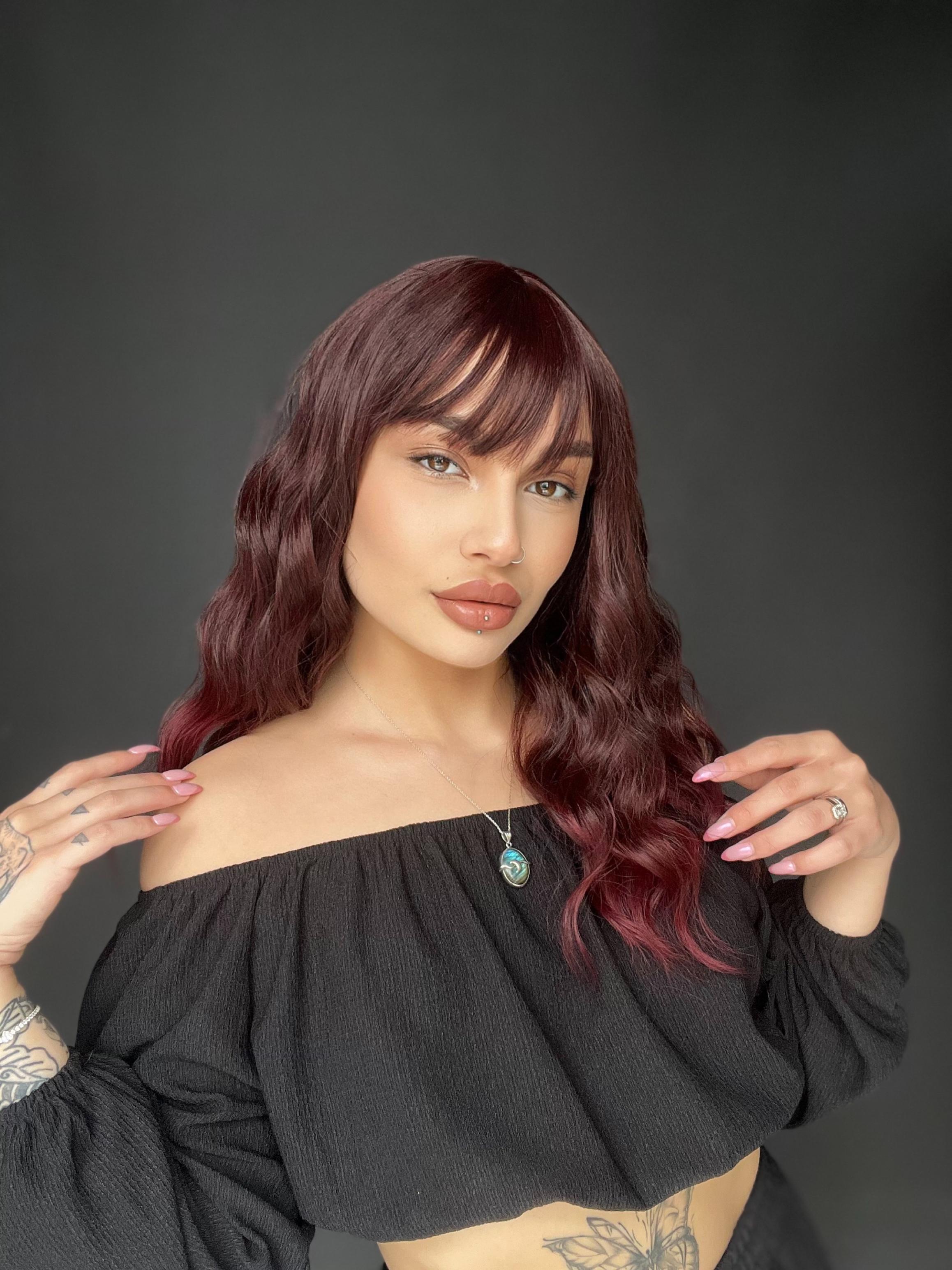 Okyanus Dalgası Perçemli Medikal Peruk perçemli fiber Koyu Kızıl