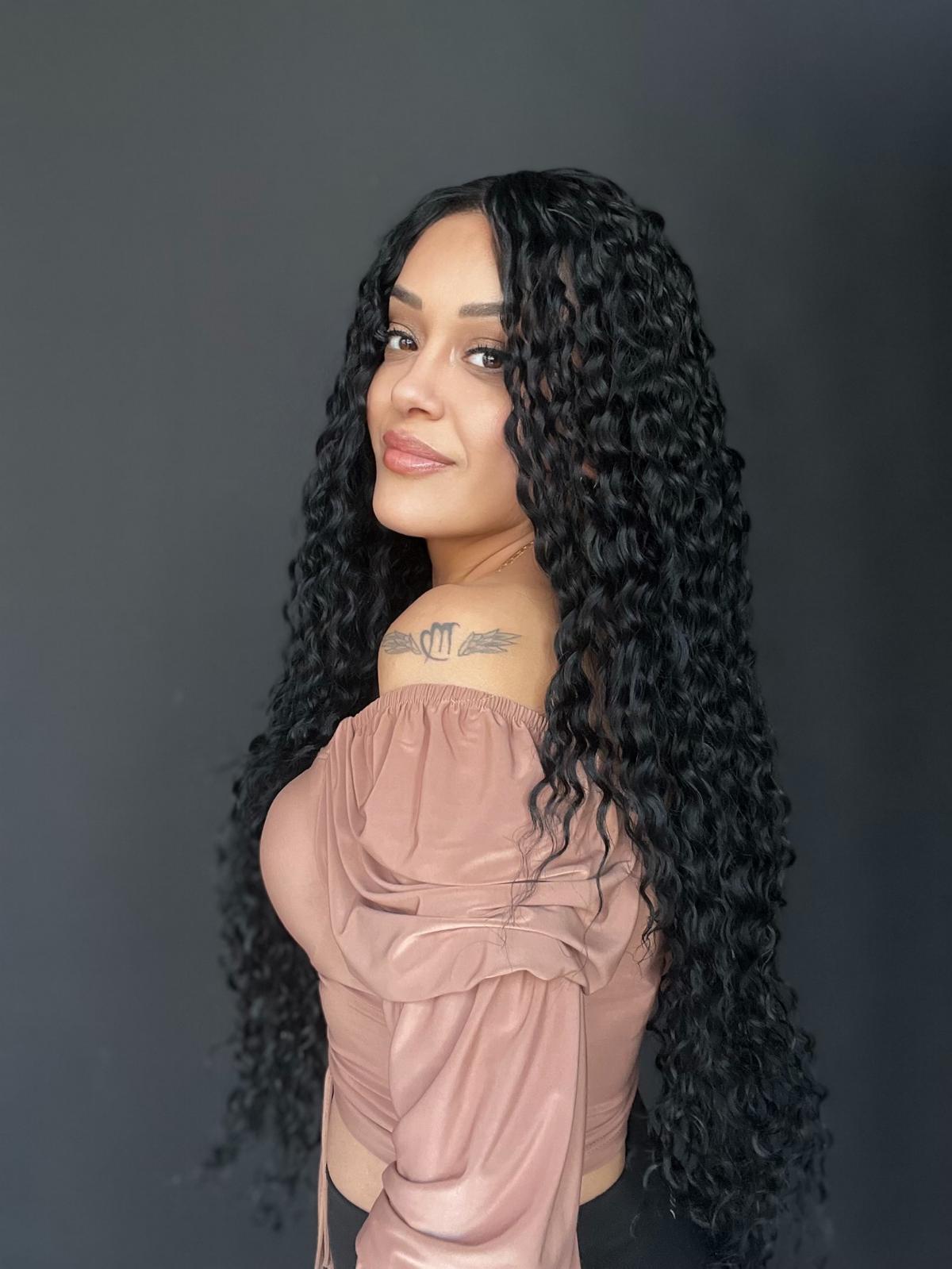 Afro Tül peruk Ön Full Tül -Sabit ayrımlı ektra uzun peruk