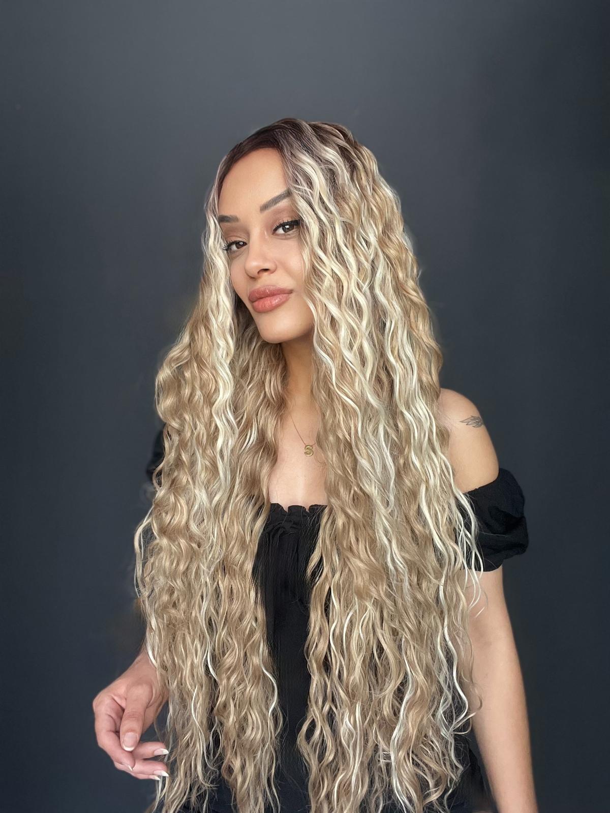 Kumral Balköpüğü Ombreli ve Röfleli Fiber Sentetik Tül Peruk (Tam tül peruk her yöne ayrımlı)