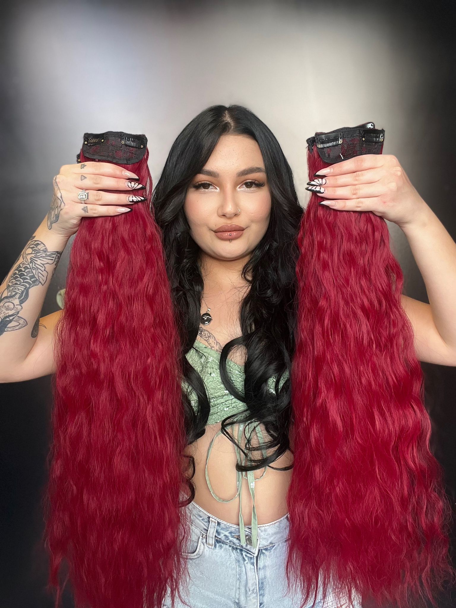 Afro  Dalgalı 8 Parça Çıt Çıt - Kızıl