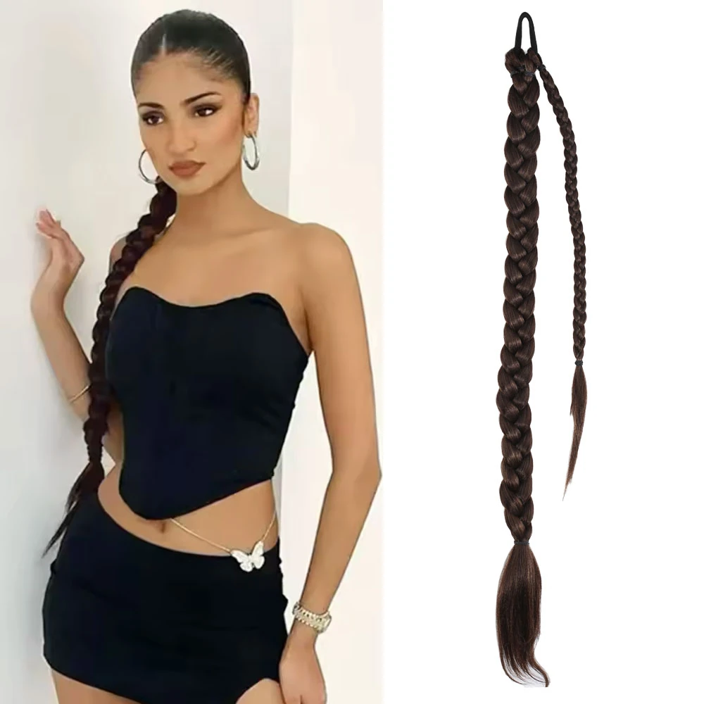 Üçlü Örgülü Tokalı Bağlamalı At Kuyruğu Kahve ombre