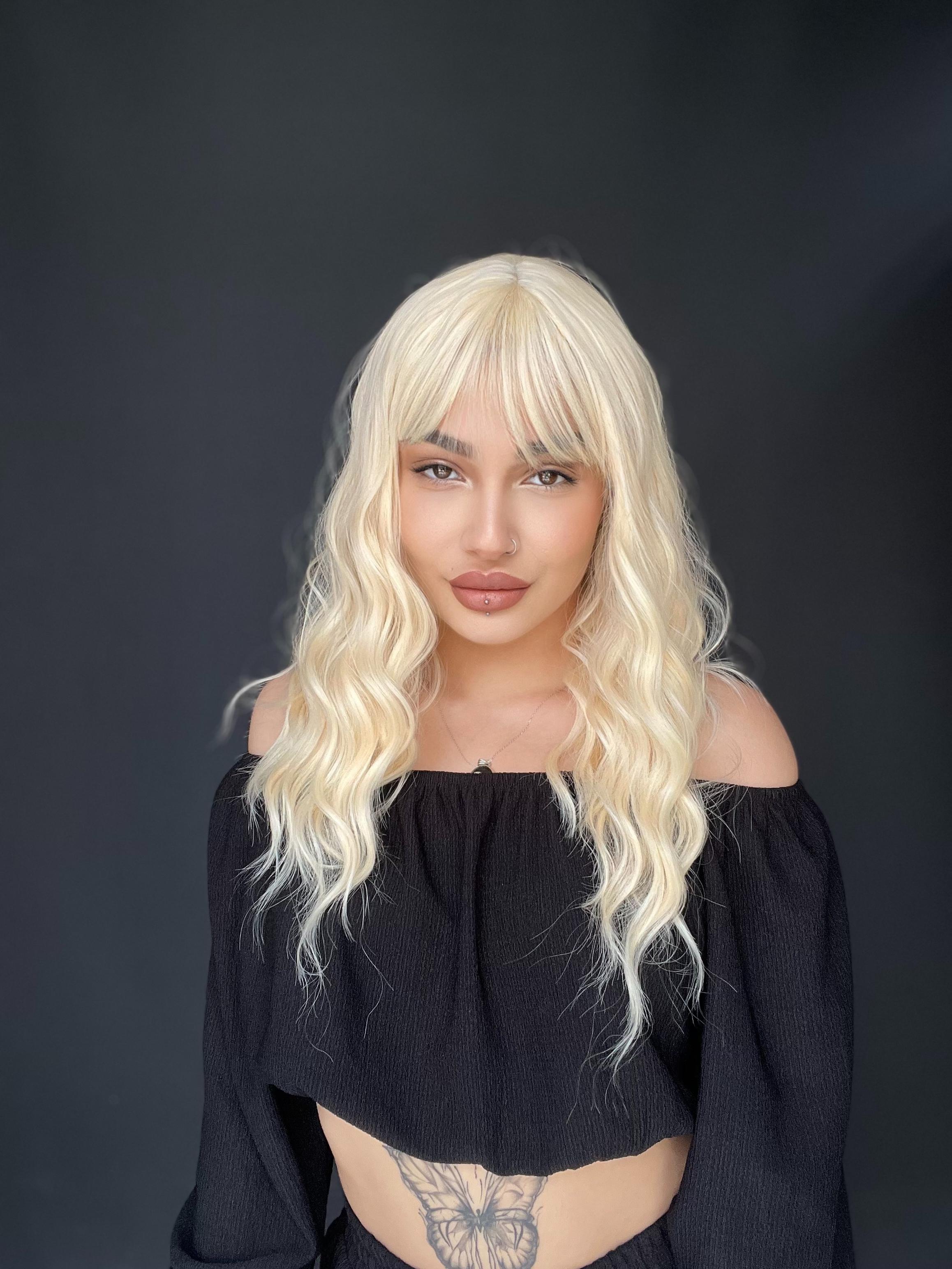 Okyanus Dalgası Perçemli Medikal Peruk perçemli fiber Doğal Sarı