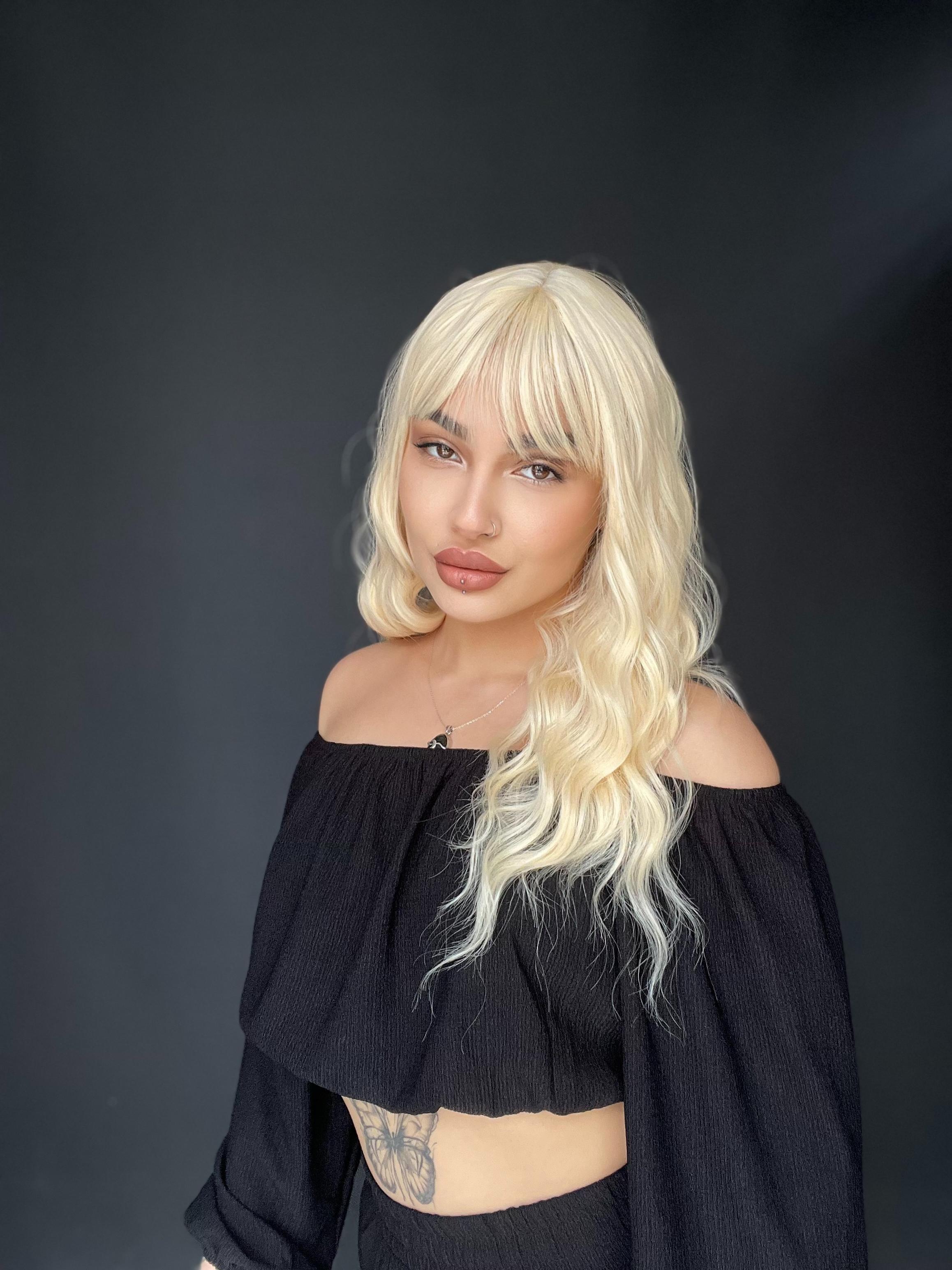 Okyanus Dalgası Perçemli Medikal Peruk perçemli fiber Doğal Sarı