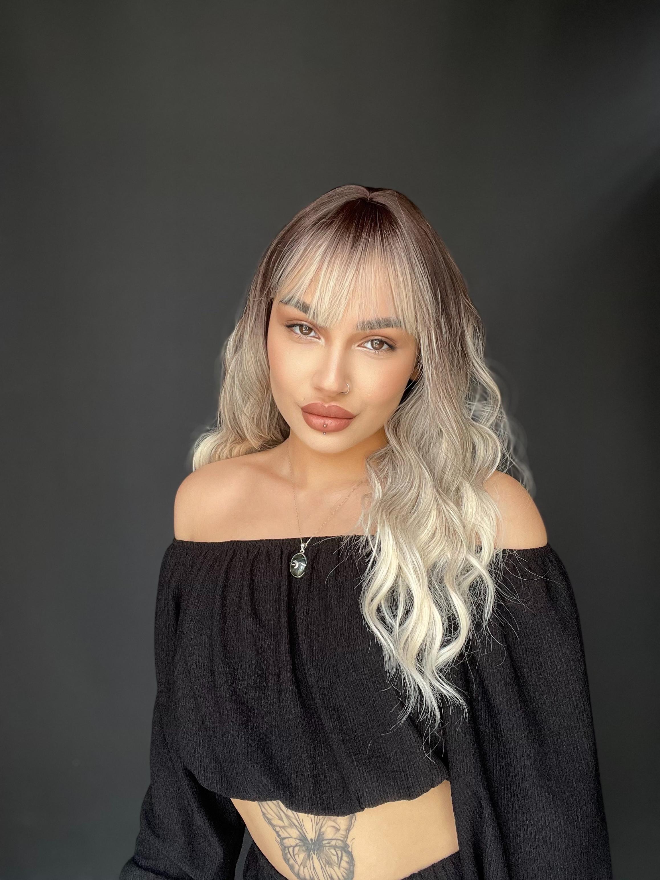 Okyanus Dalgası Perçemli Medikal Peruk perçemli fiber Rus Kumralı ombreli