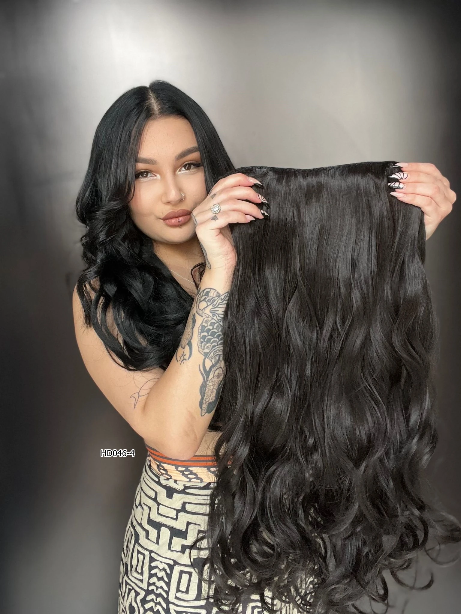 Dalgalı Yarım Ay + 2 Yan Çıt Çıt - Kahverengi