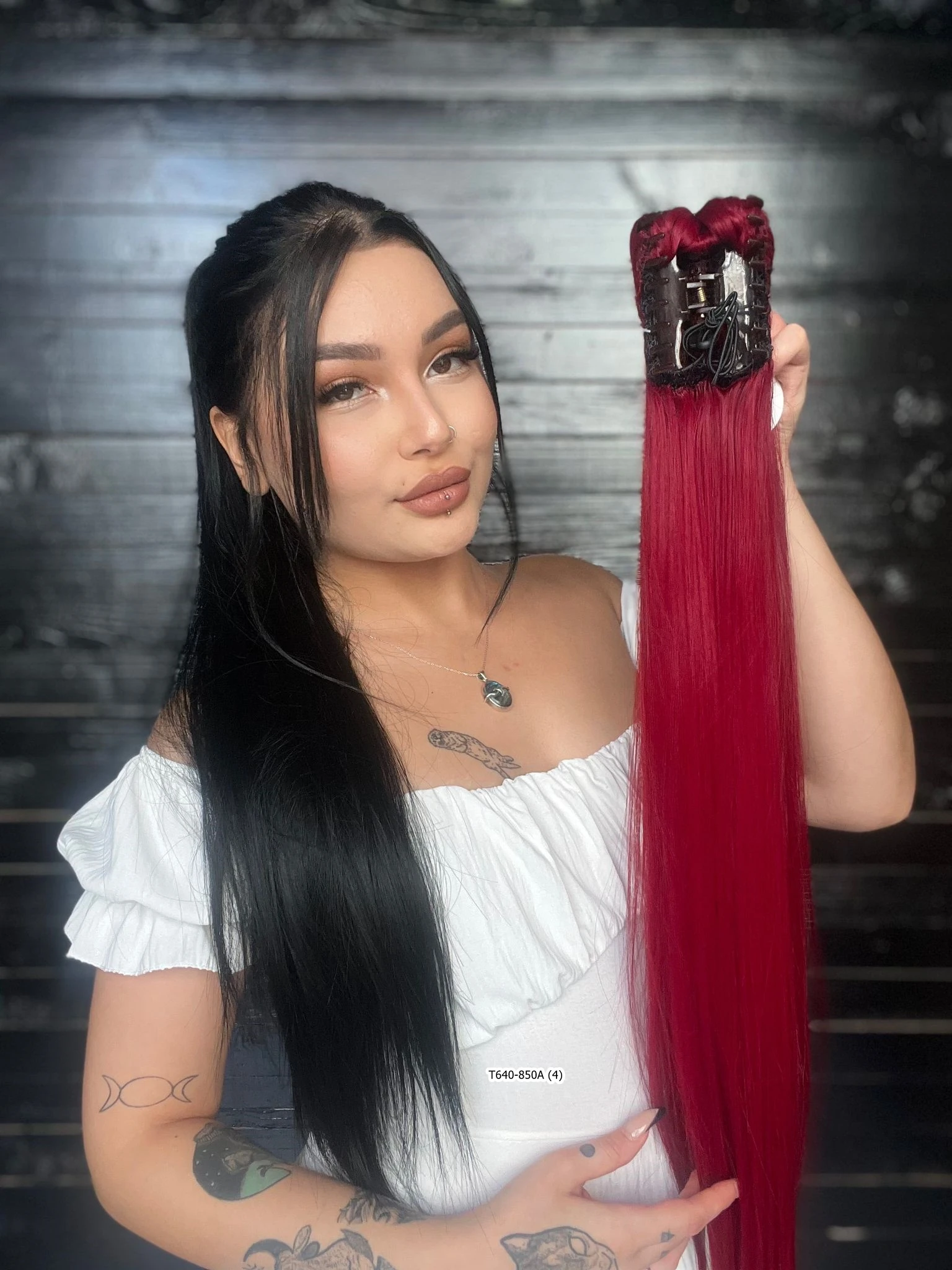 70cm Postiş Tokalı Düz At Kuyruğu - Kızıl