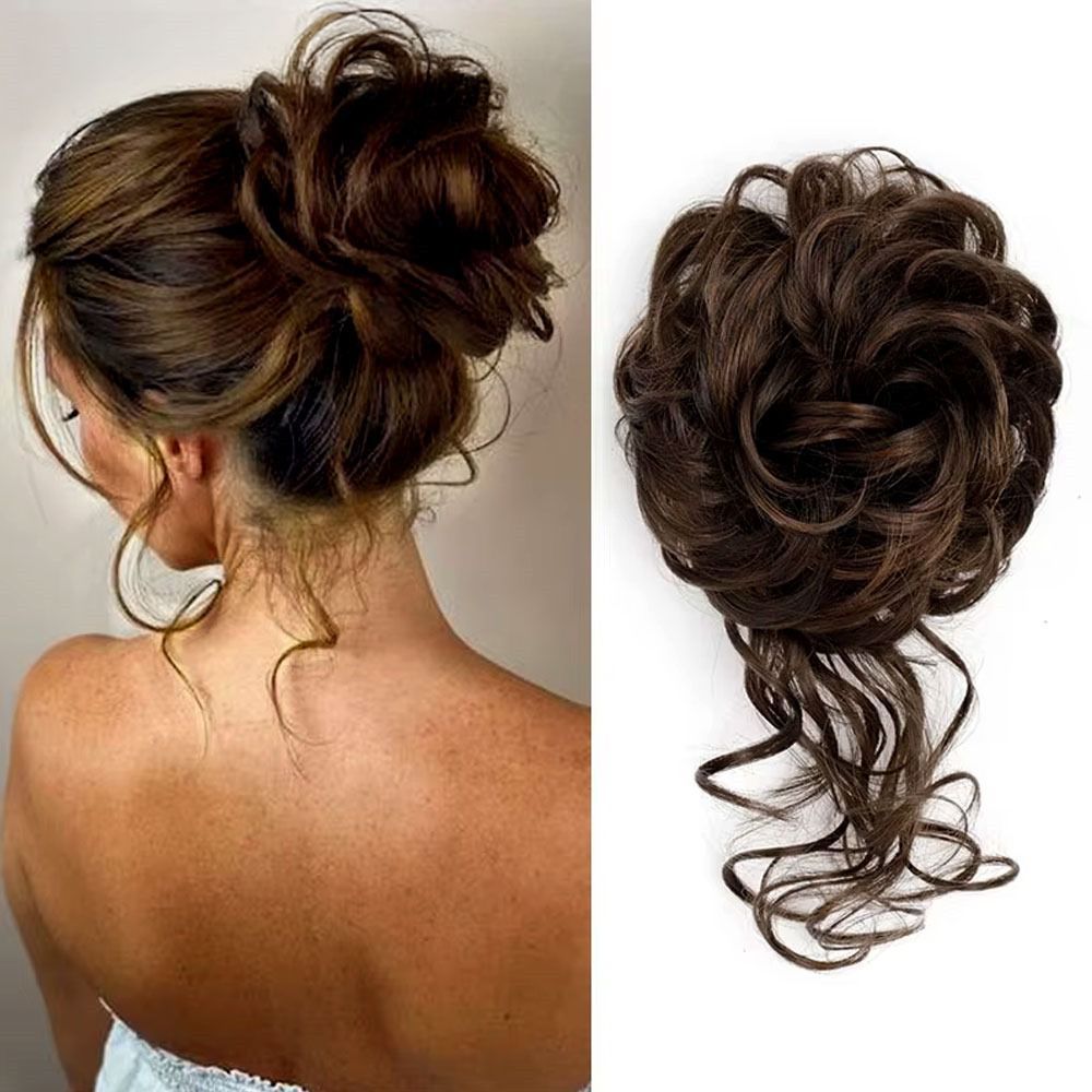 Saçlı Lastikli Topuz Toka - Büyük Aşağı dökümlü