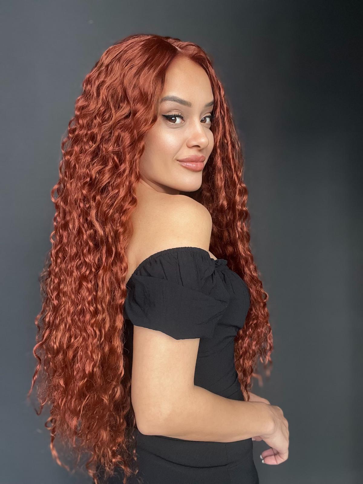 Afro Tül peruk Ön Full Tül -Sabit ayrımlı ektra uzun peruk