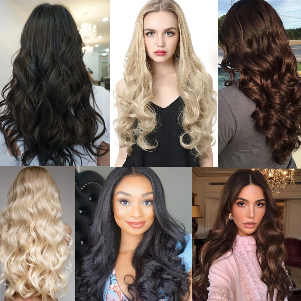 Fiber Sentetik Dalgalı Yarım Ay + 2 Yan Çıt Çıt -Kestane Rengi