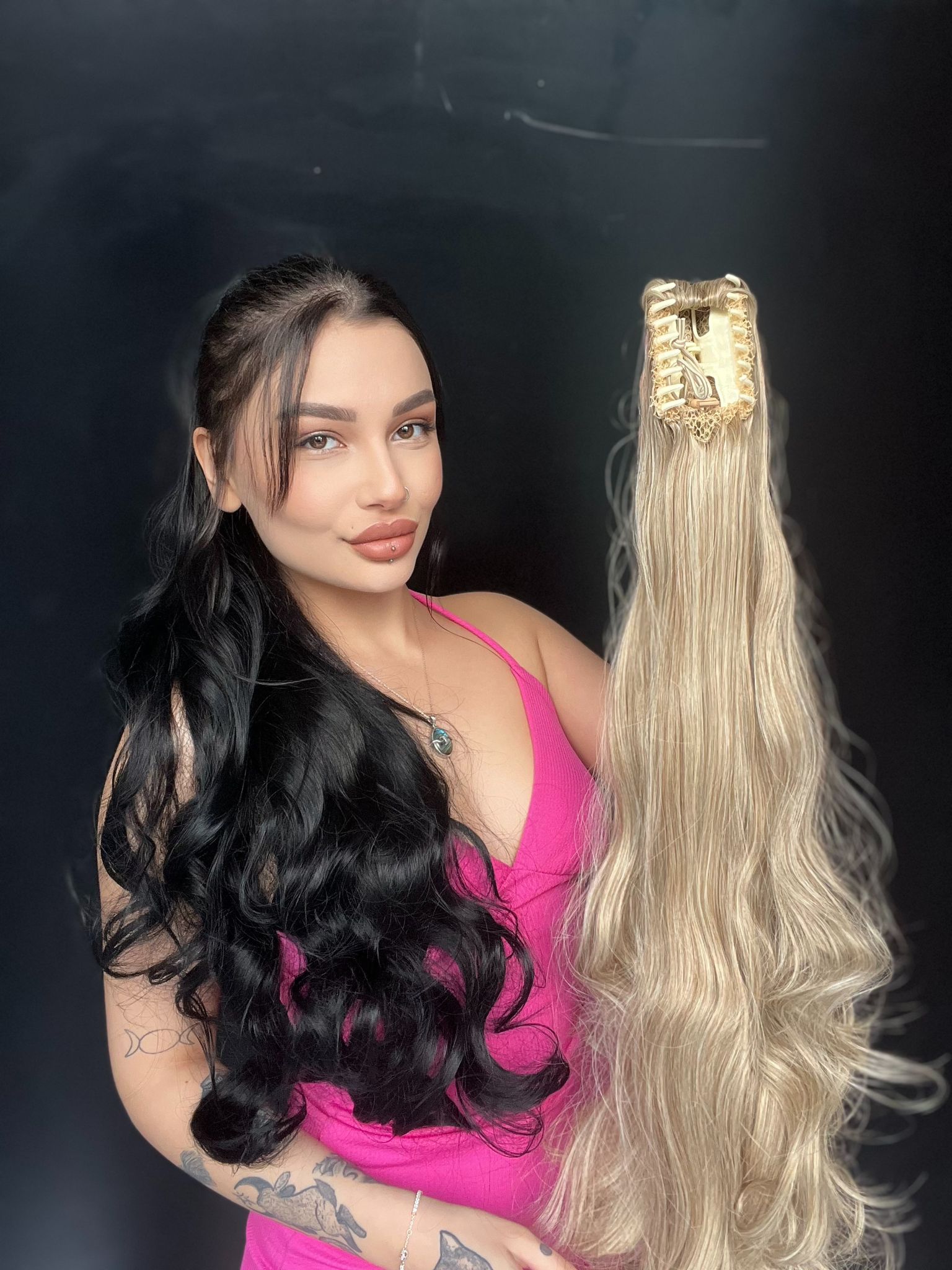 80 cm Ekstra Uzun At kuyruğu Tokalı Postiş Işıltılı Sarı