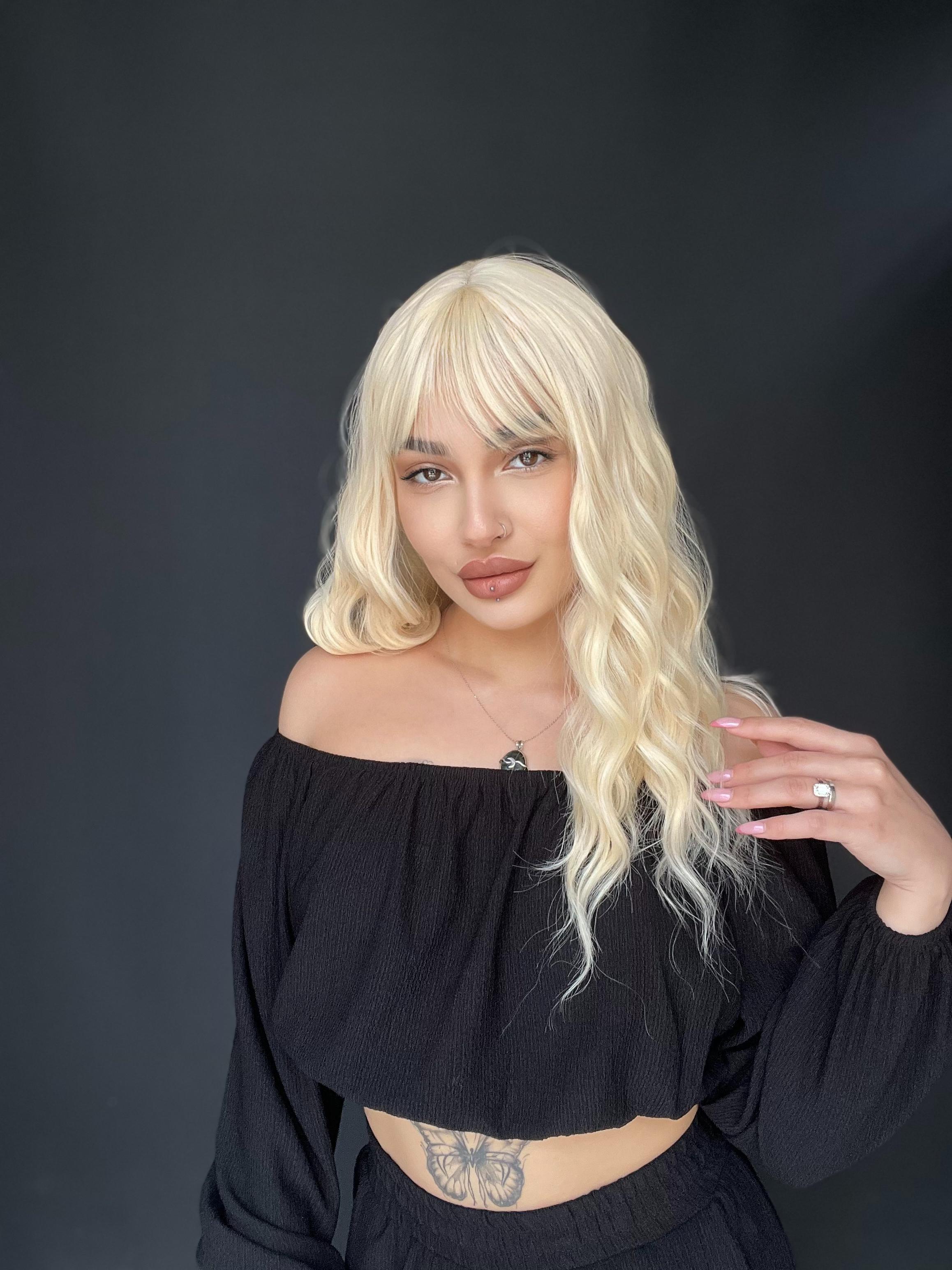 Okyanus Dalgası Perçemli Medikal Peruk perçemli fiber Doğal Sarı