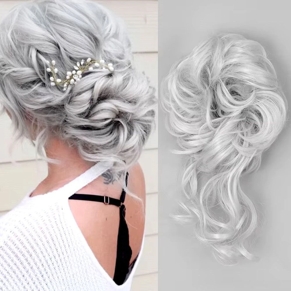 Saçlı Lastikli Topuz Toka - Büyük Aşağı dökümlü