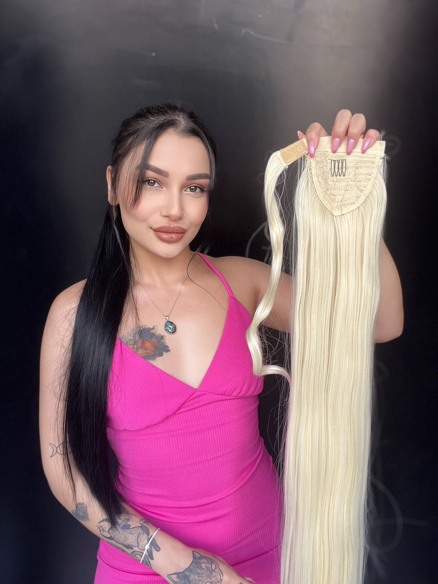 Cırtcırt Bağcıklı Tak çık Düz uzun at kuyruğu Doğal sarı