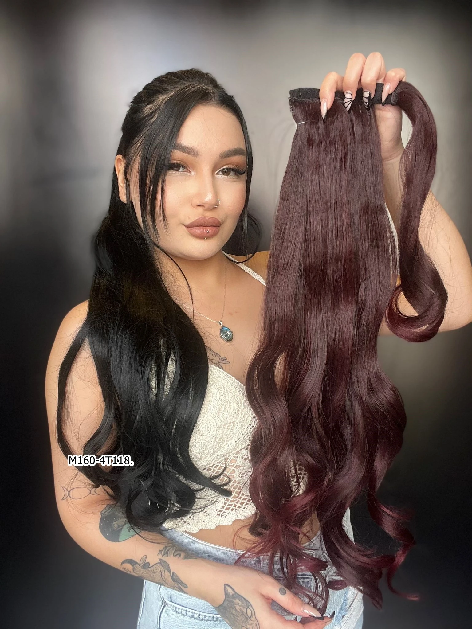 Bağcıklı Dalgalı At Kuyruğu - Koyu Kızıl