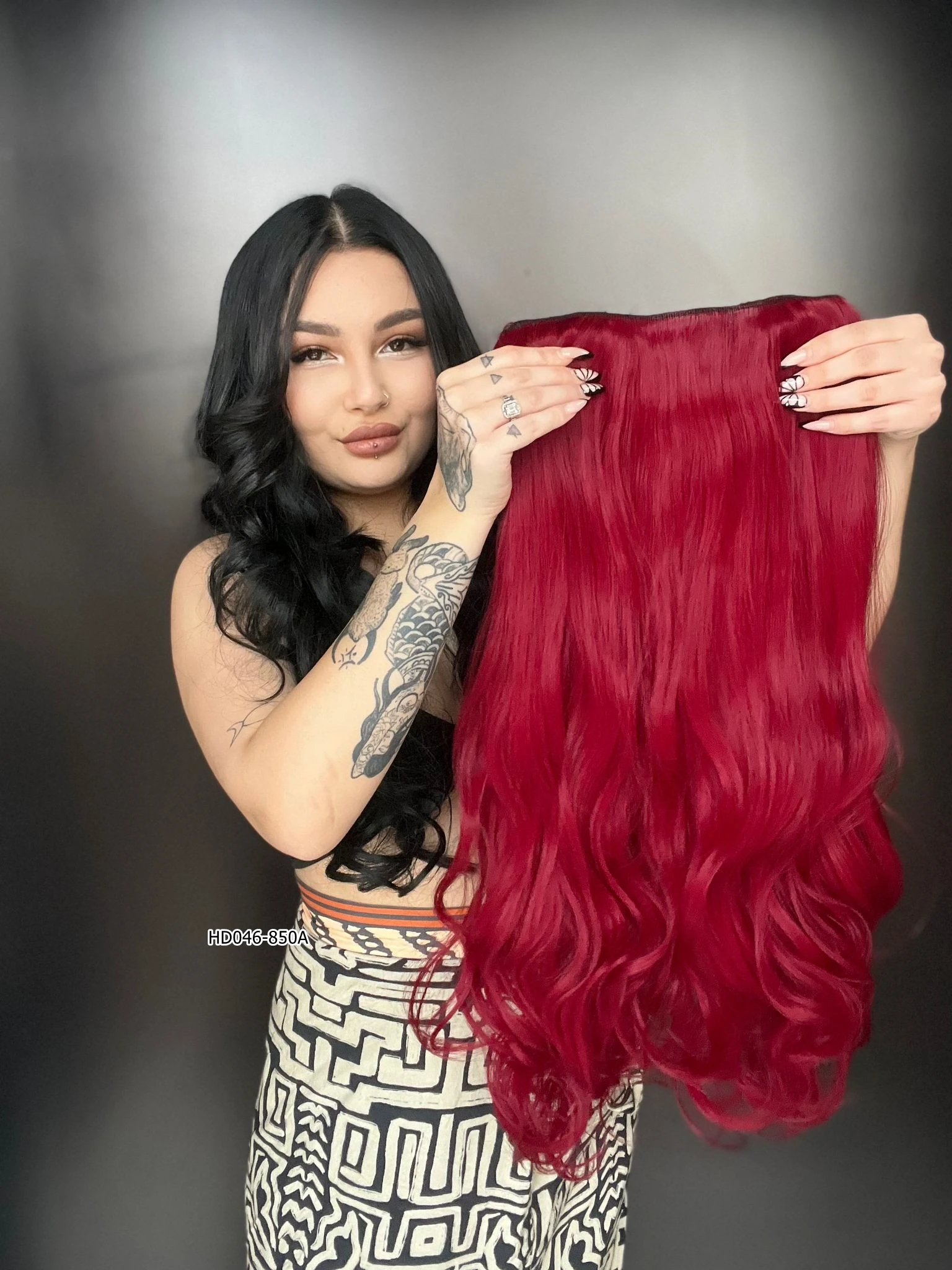 Dalgalı Yarım Ay + 2 Yan Çıt Çıt - Kızıl