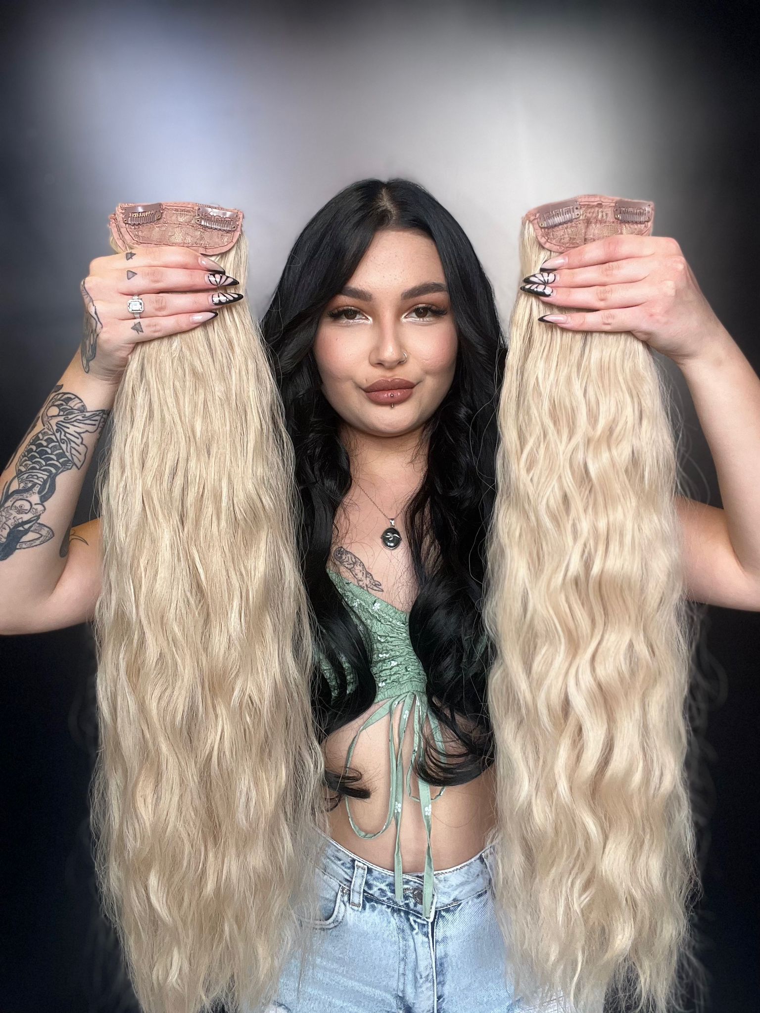 Afro  Dalgalı 8 Parça Çıt Çıt - Balköpüğü Beyaz Platin Röfleli