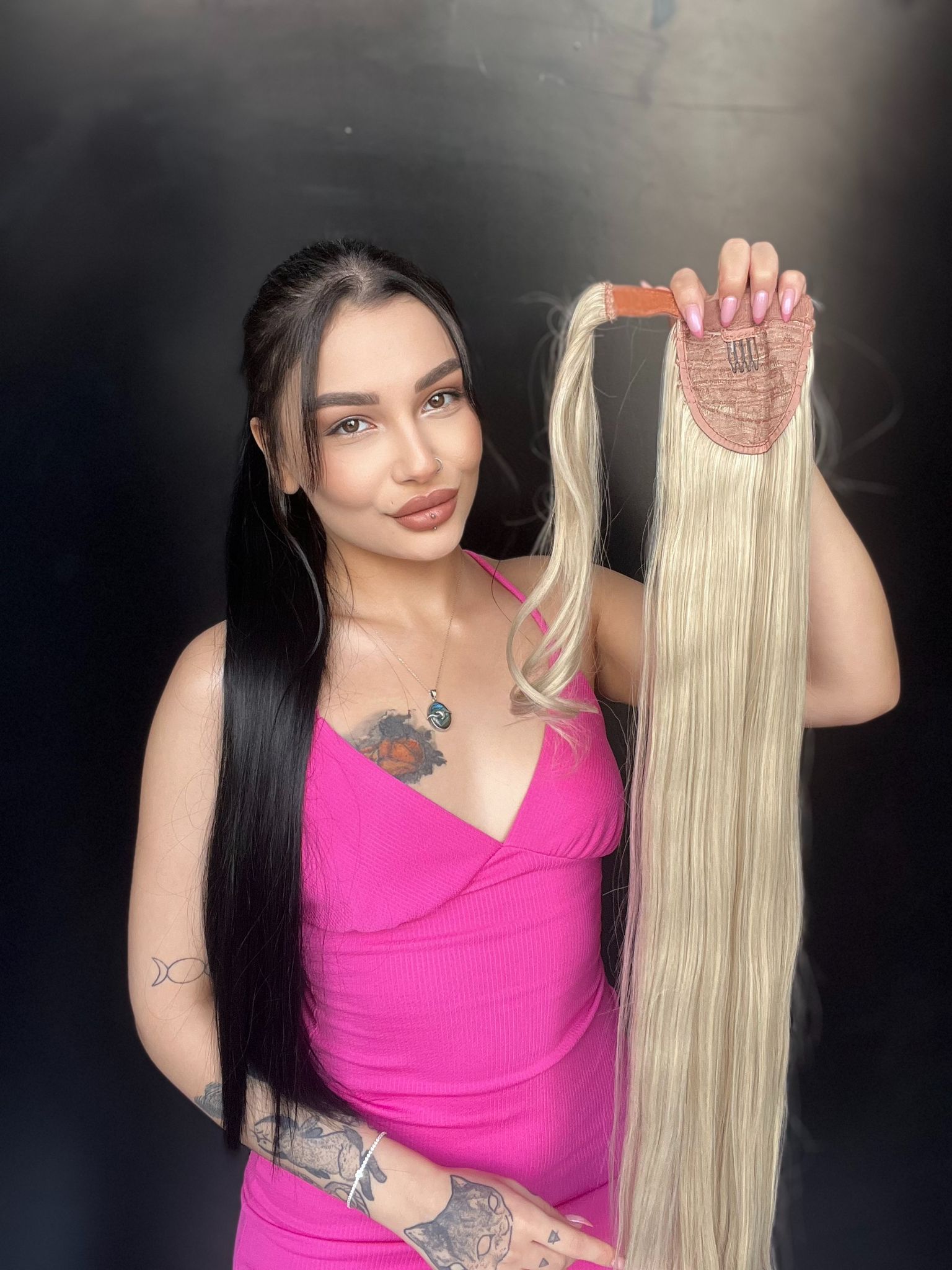 Cırtcırt Bağcıklı Tak çık Düz uzun at kuyruğu küllü sarı